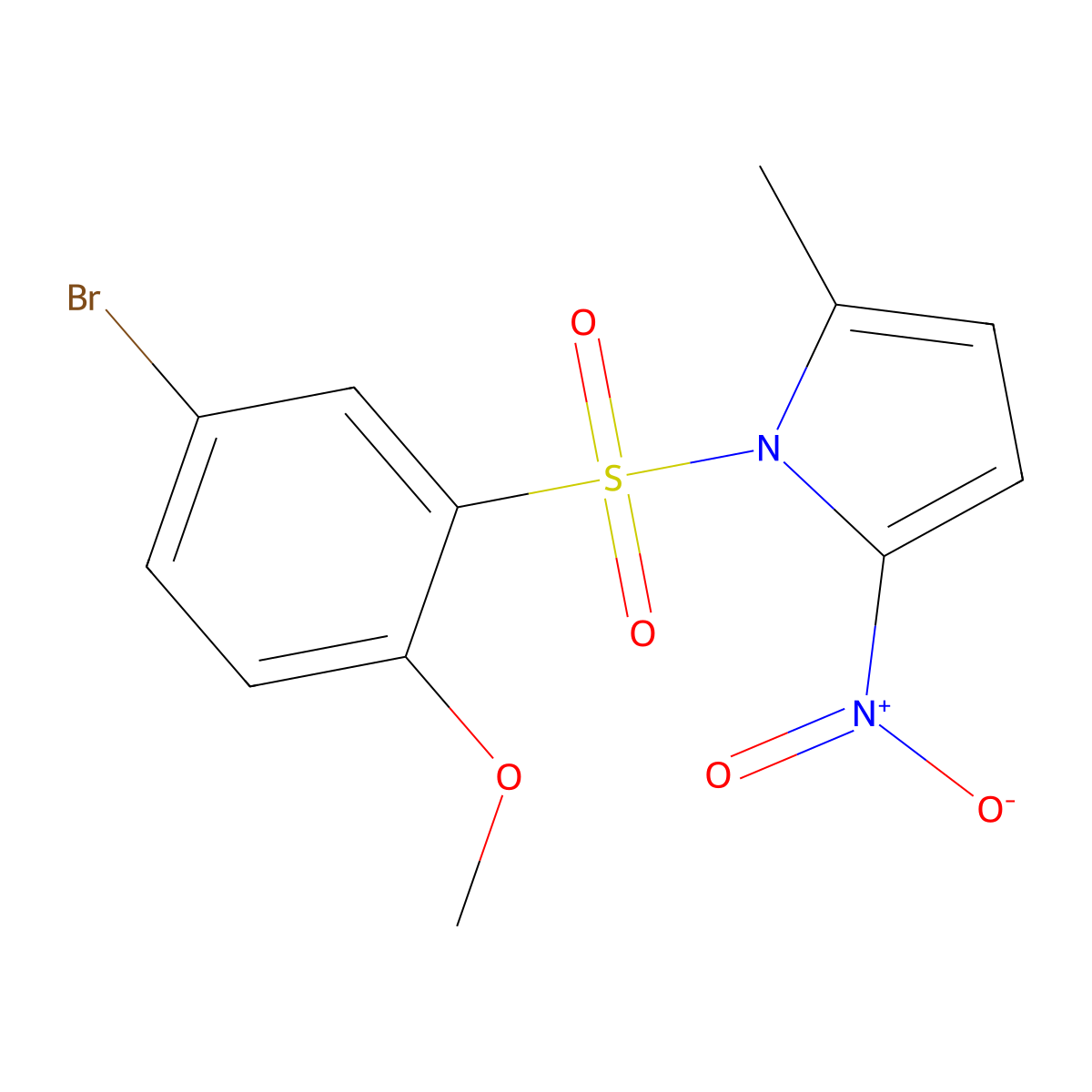 1-(5-bromo-2-methoxybenzenesulfonyl)-2-methyl-5-nitro-1H-pyrrole molecular structure, CAS 2742042-61-9