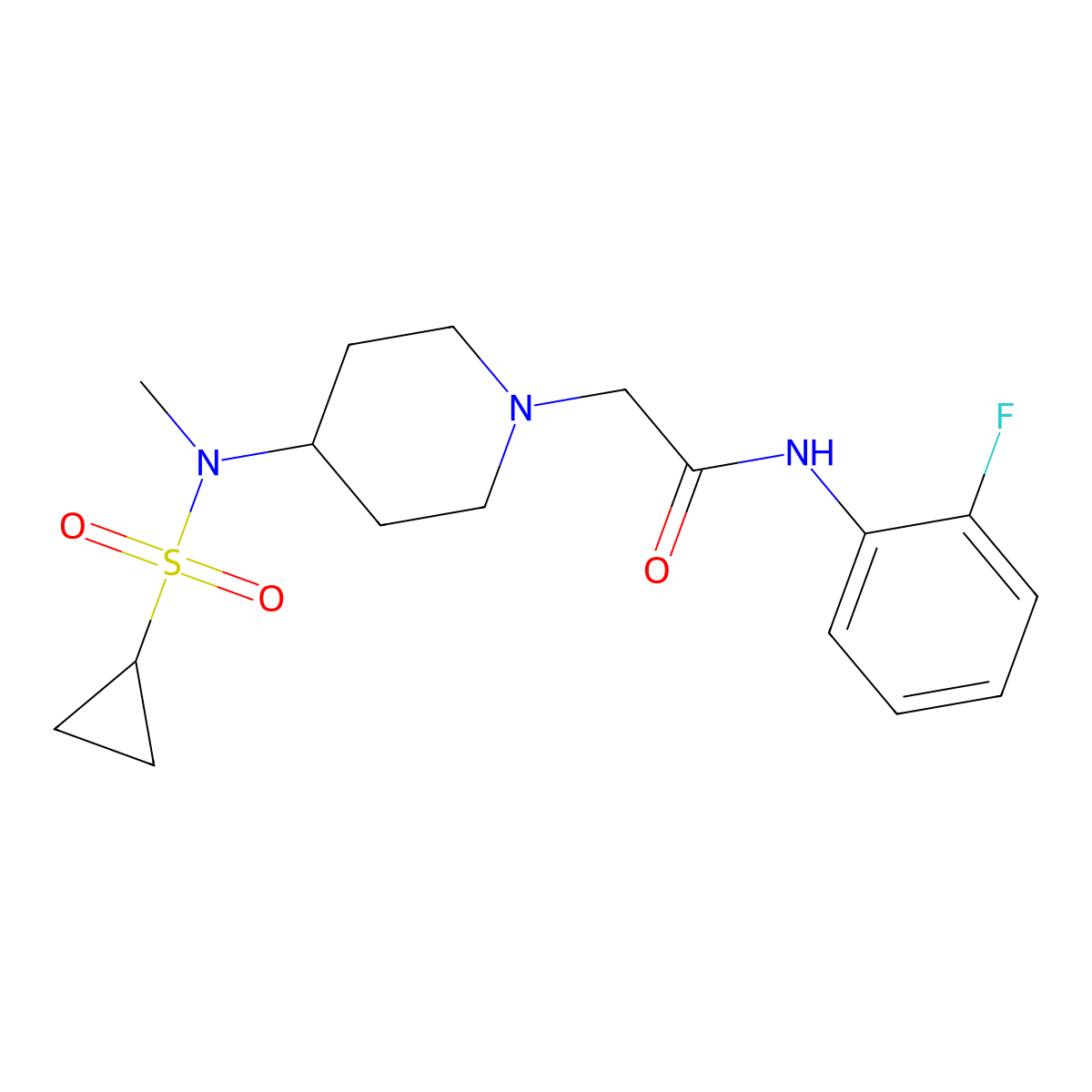 N-(2-fluorophenyl)-2-[4-(N-methylcyclopropanesulfonamido)piperidin-1-yl]acetamide molecular structure, CAS 2742042-70-0