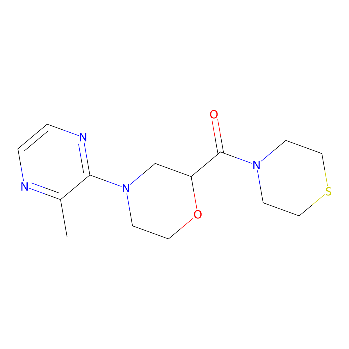 4-(3-Methylpyrazin-2-yl)-2-(thiomorpholine-4-carbonyl)morpholine molecular structure, CAS 2742042-72-2