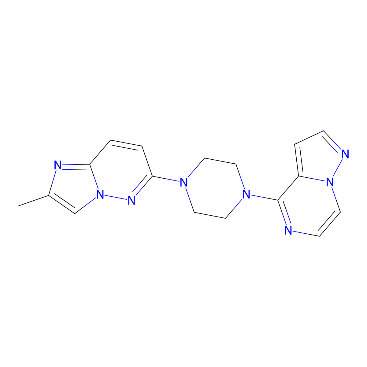 1-{2-Methylimidazo[1,2-b]pyridazin-6-yl}-4-{pyrazolo[1,5-a]pyrazin-4-yl}piperazine molecular structure, CAS 2742042-73-3