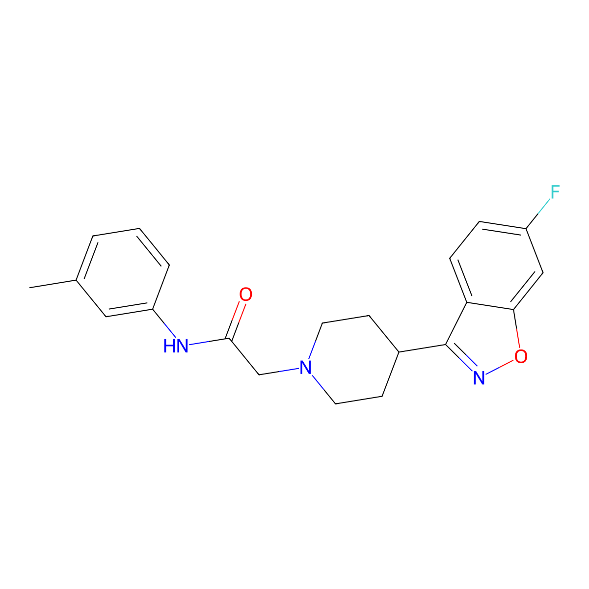 2-[4-(6-fluoro-1,2-benzoxazol-3-yl)piperidin-1-yl]-N-(3-methylphenyl)acetamide molecular structure, CAS 2742042-75-5