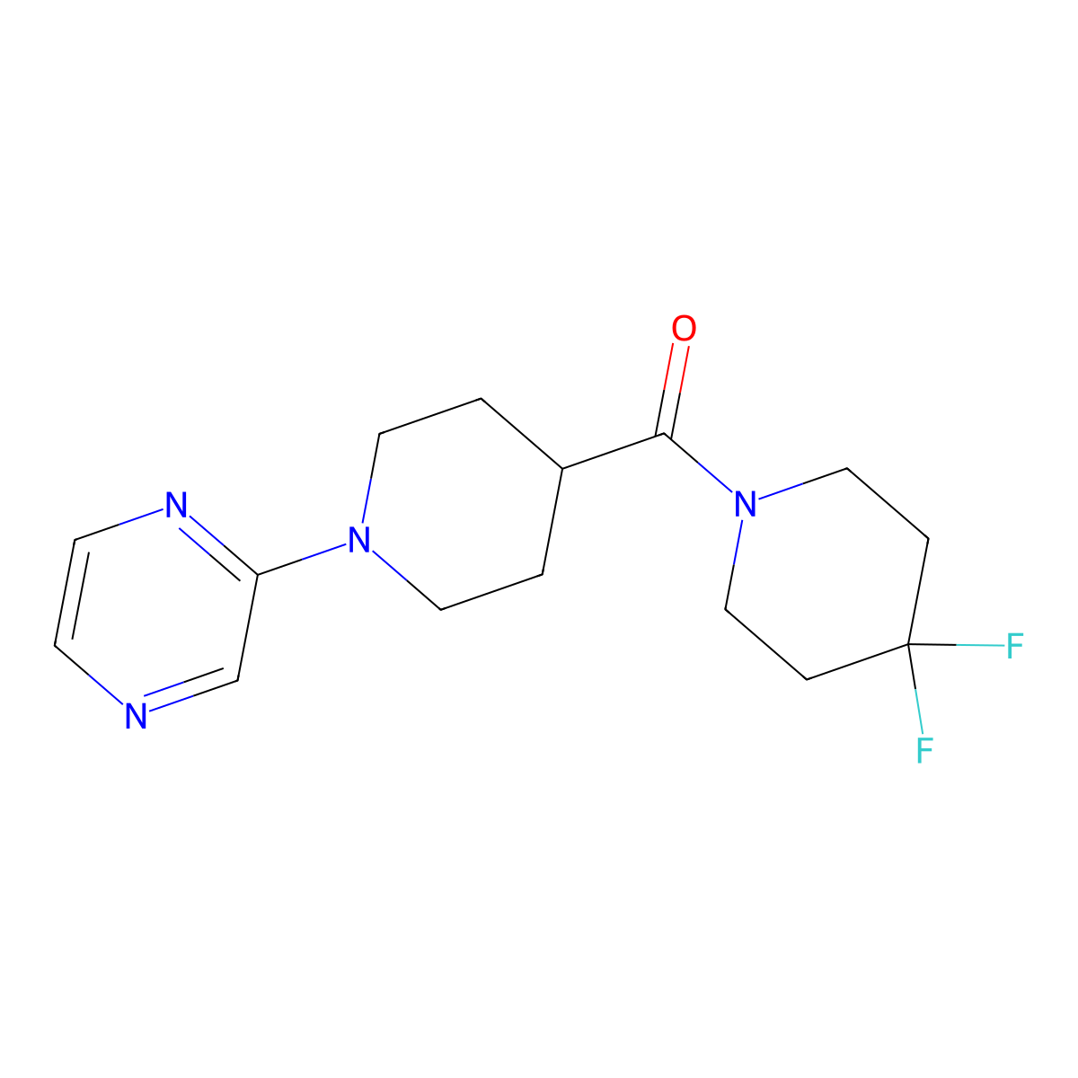 2-[4-(4,4-Difluoropiperidine-1-carbonyl)piperidin-1-yl]pyrazine molecular structure, CAS 2742042-79-9