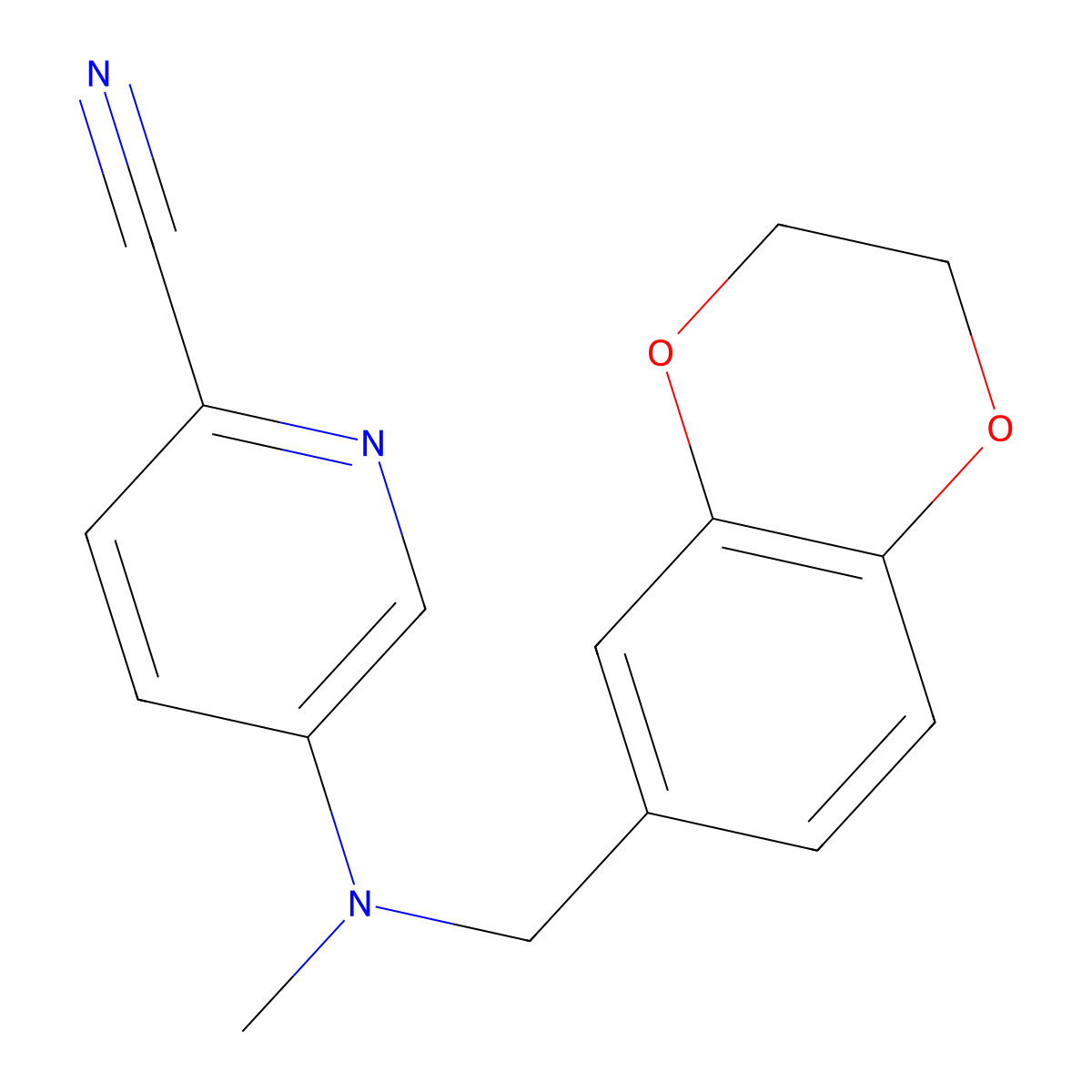 5-{[(2,3-Dihydro-1,4-benzodioxin-6-yl)methyl](methyl)amino}pyridine-2-carbonitrile molecular structure, CAS 2742042-83-5