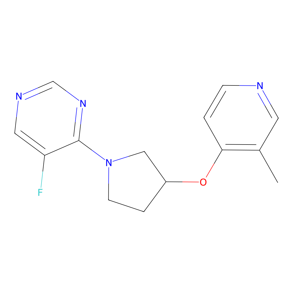 5-Fluoro-4-{3-[(3-methylpyridin-4-yl)oxy]pyrrolidin-1-yl}pyrimidine molecular structure, CAS 2742042-88-0