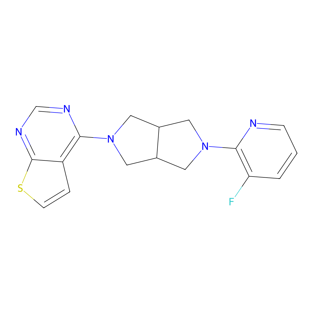 3-Fluoro-2-(5-{thieno[2,3-d]pyrimidin-4-yl}-octahydropyrrolo[3,4-c]pyrrol-2-yl)pyridine molecular structure, CAS 2742042-89-1