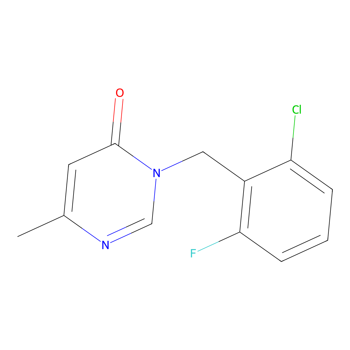 3-[(2-Chloro-6-fluorophenyl)methyl]-6-methyl-3,4-dihydropyrimidin-4-one molecular structure, CAS 2742042-93-7
