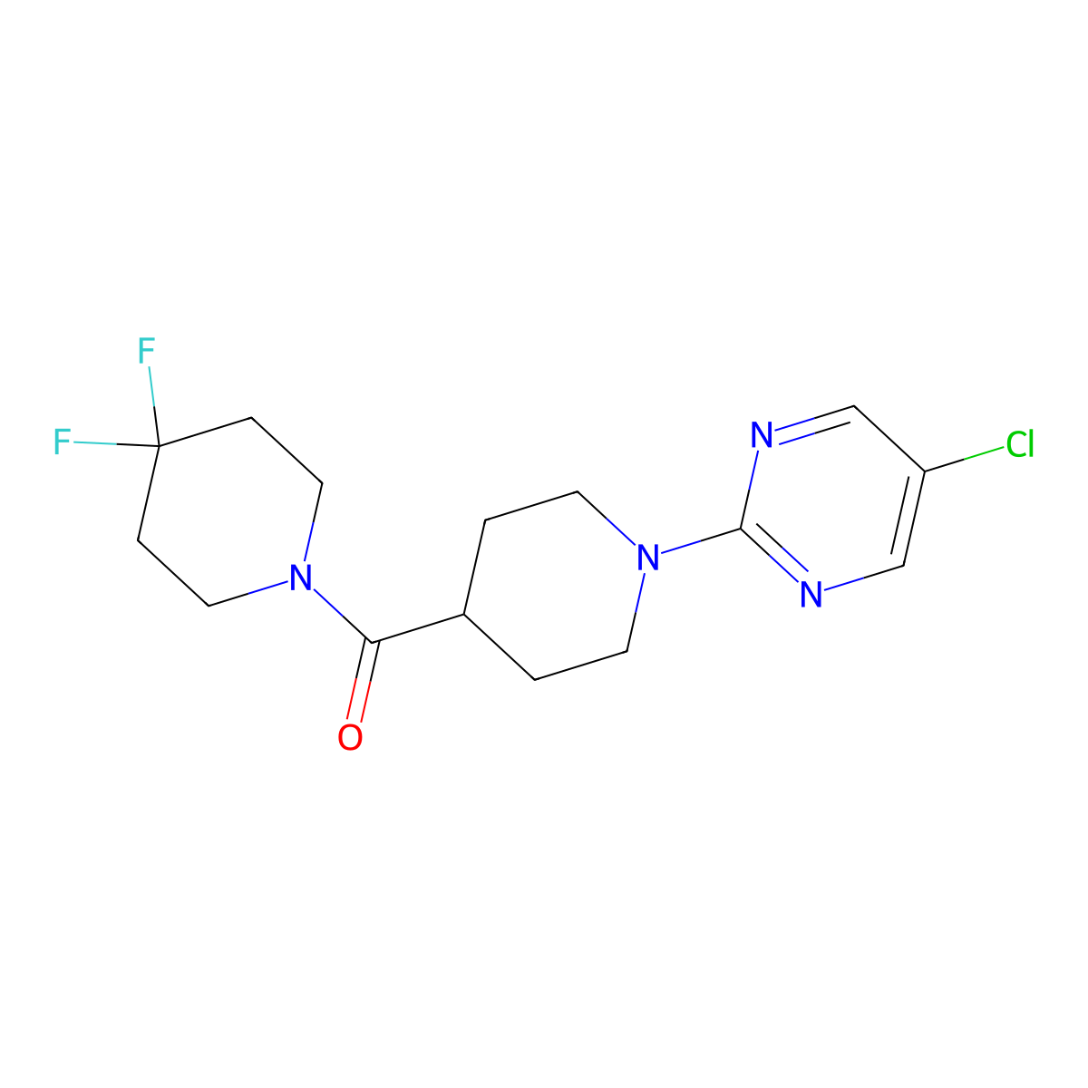5-Chloro-2-[4-(4,4-difluoropiperidine-1-carbonyl)piperidin-1-yl]pyrimidine molecular structure, CAS 2742042-94-8