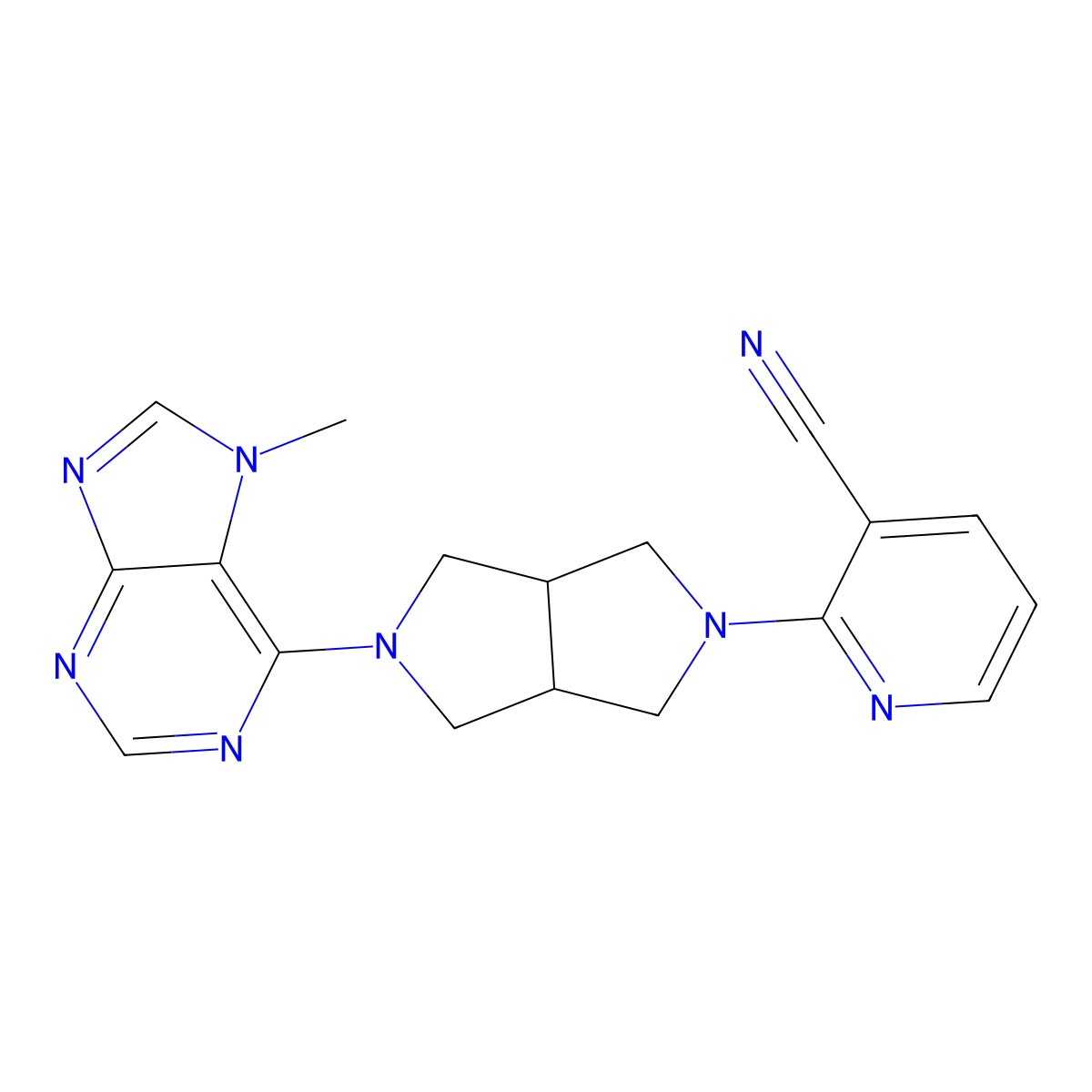 2-[5-(7-methyl-7H-purin-6-yl)-octahydropyrrolo[3,4-c]pyrrol-2-yl]pyridine-3-carbonitrile molecular structure, CAS 2742042-95-9