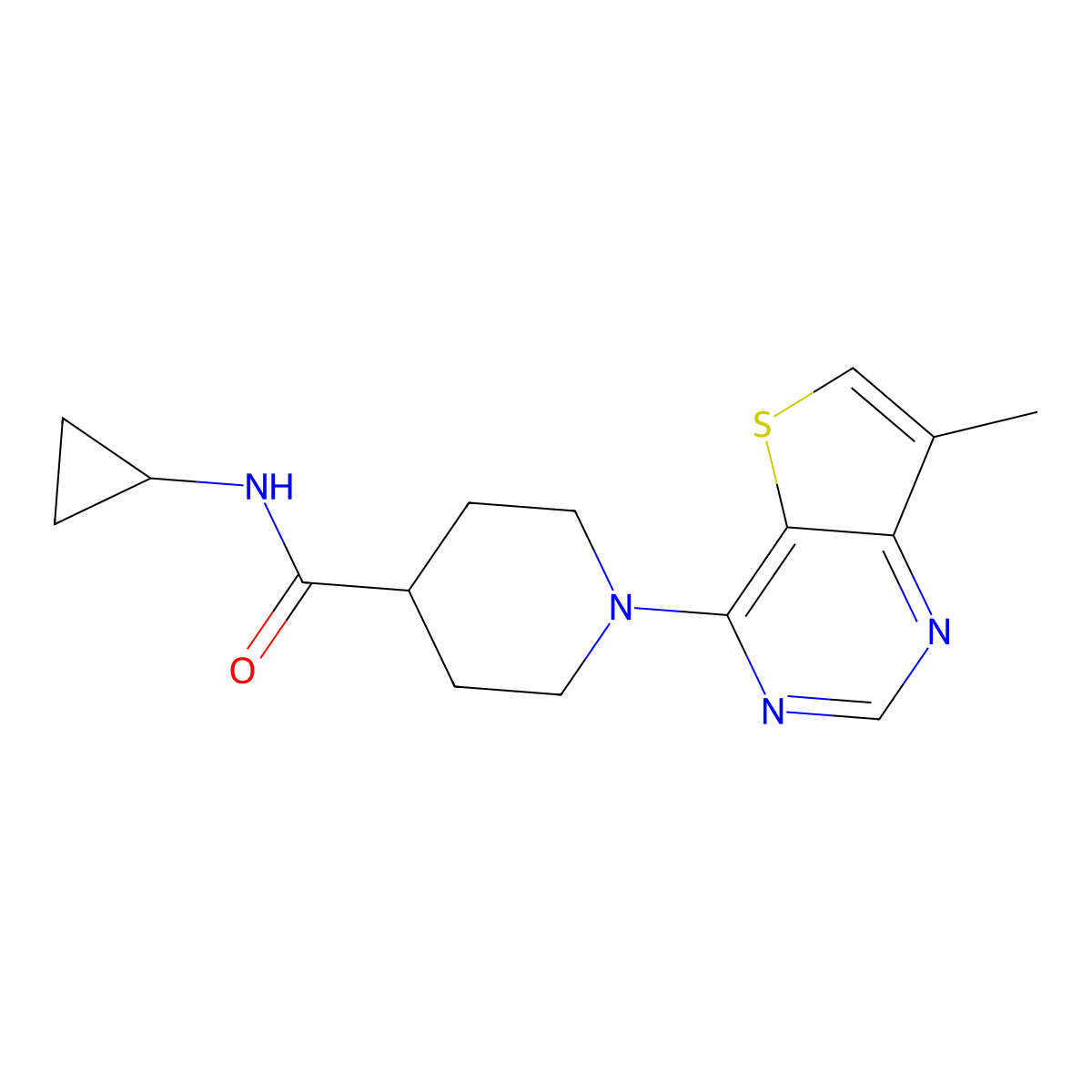 N-cyclopropyl-1-{7-methylthieno[3,2-d]pyrimidin-4-yl}piperidine-4-carboxamide molecular structure, CAS 2742043-02-1