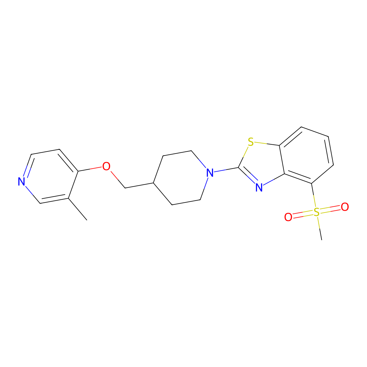 4-Methanesulfonyl-2-(4-{[(3-methylpyridin-4-yl)oxy]methyl}piperidin-1-yl)-1,3-benzothiazole molecular structure, CAS 2742043-11-2