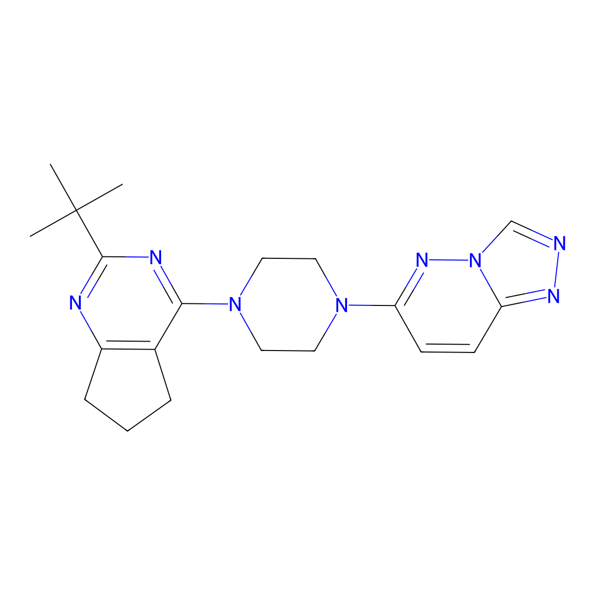 1-{2-tert-butyl-5H,6H,7H-cyclopenta[d]pyrimidin-4-yl}-4-{[1,2,4]triazolo[4,3-b]pyridazin-6-yl}piperazine molecular structure, CAS 2742043-13-4
