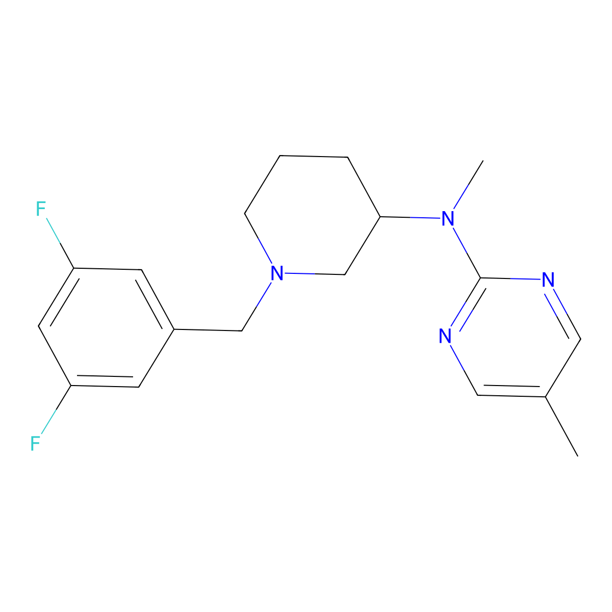 N-{1-[(3,5-difluorophenyl)methyl]piperidin-3-yl}-N,5-dimethylpyrimidin-2-amine molecular structure, CAS 2742043-14-5