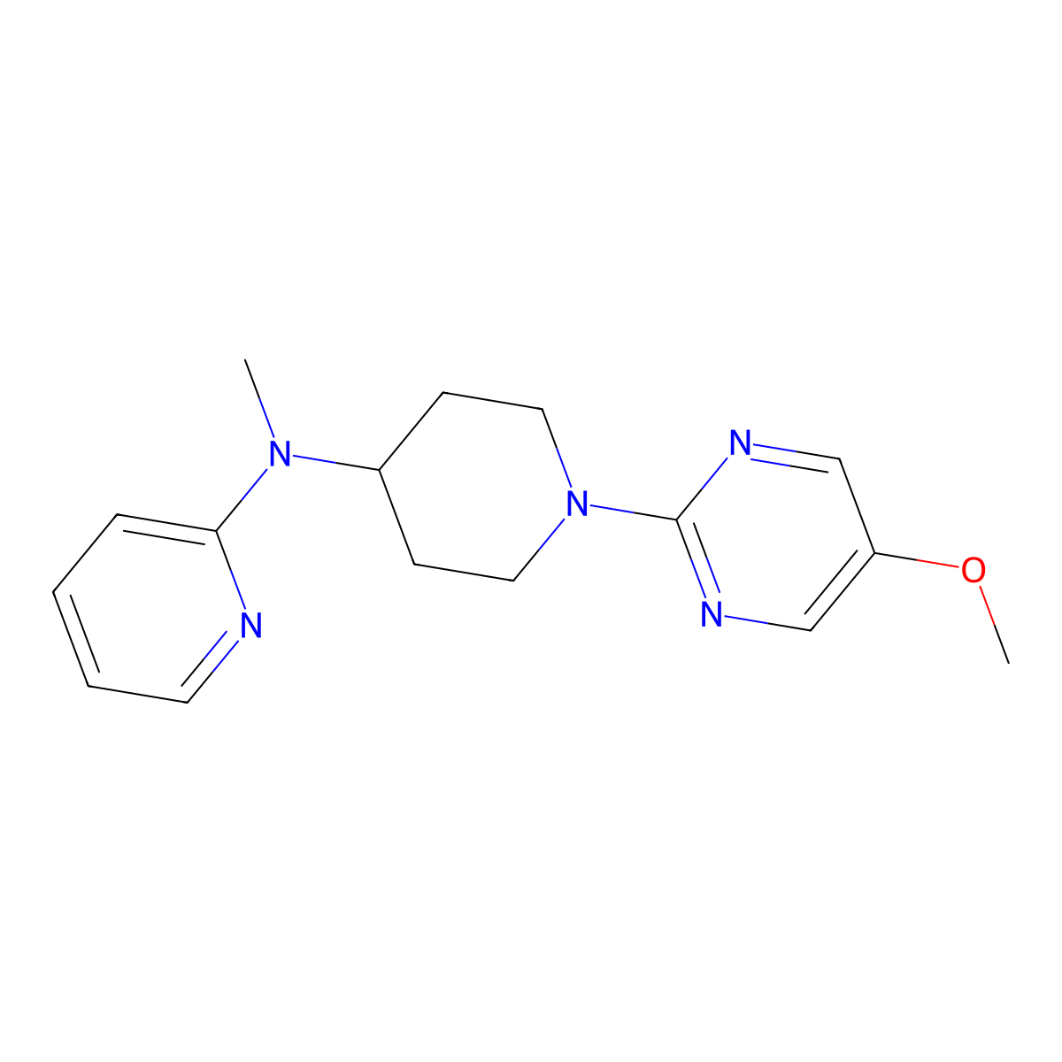 N-[1-(5-methoxypyrimidin-2-yl)piperidin-4-yl]-N-methylpyridin-2-amine molecular structure, CAS 2742043-15-6