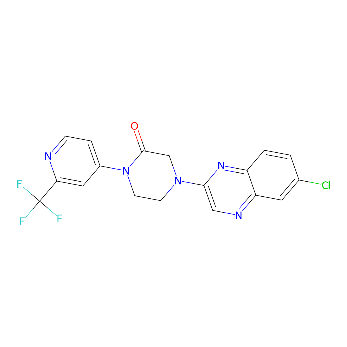 4-(6-Chloroquinoxalin-2-yl)-1-[2-(trifluoromethyl)pyridin-4-yl]piperazin-2-one molecular structure, CAS 2742043-16-7