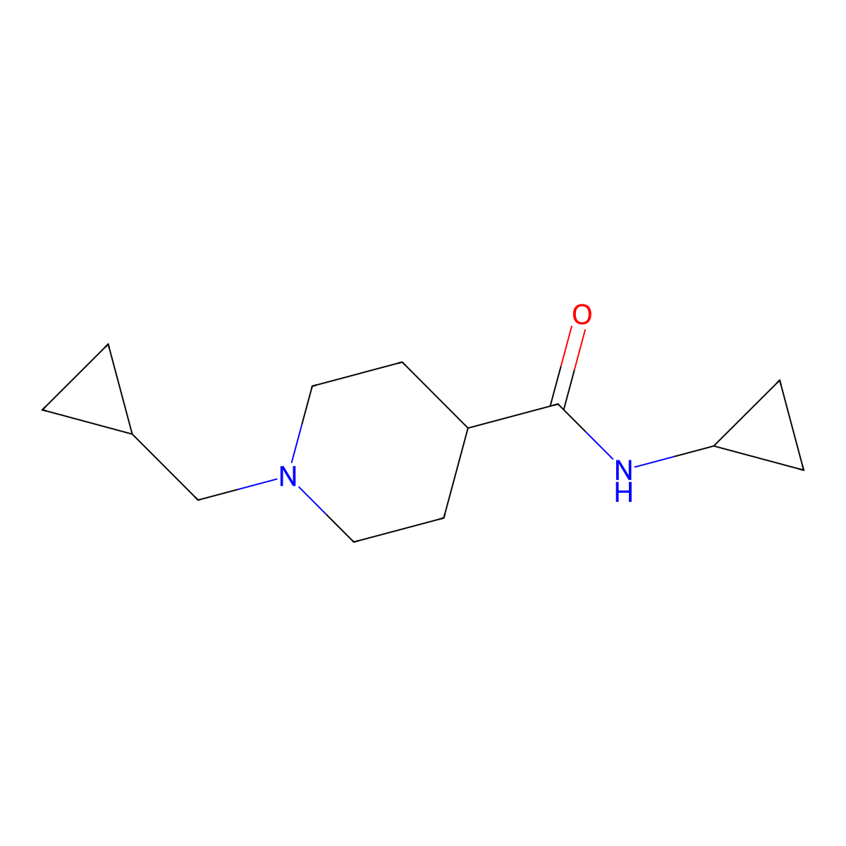 N-cyclopropyl-1-(cyclopropylmethyl)piperidine-4-carboxamide molecular structure, CAS 2742043-24-7