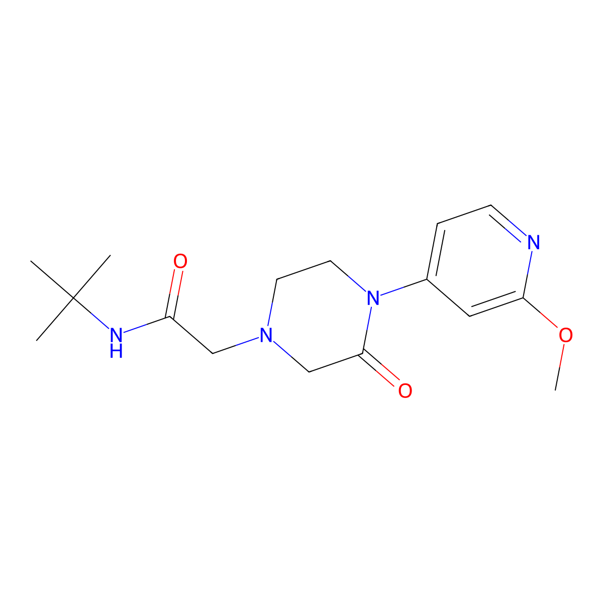 N-tert-butyl-2-[4-(2-methoxypyridin-4-yl)-3-oxopiperazin-1-yl]acetamide molecular structure, CAS 2742043-27-0