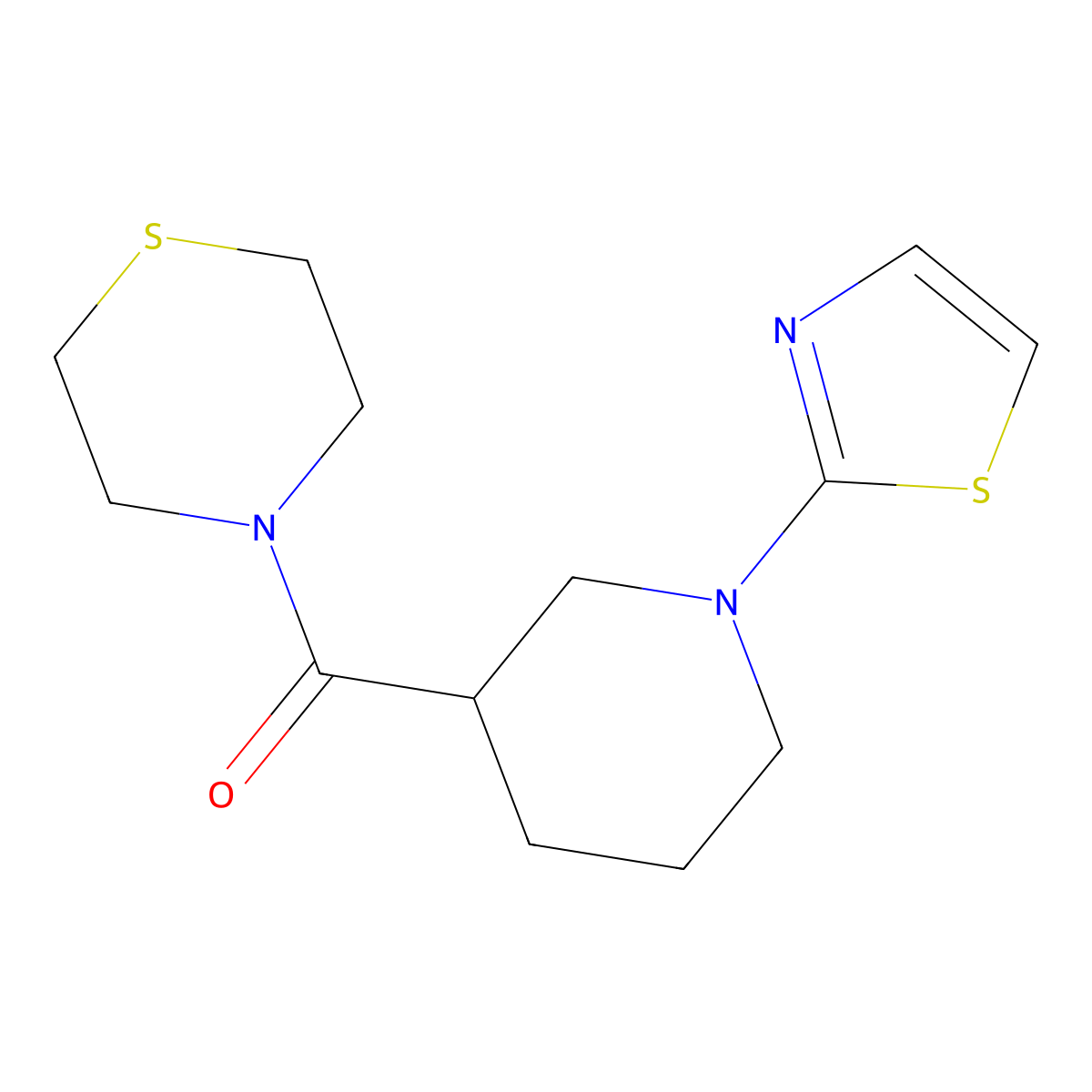 4-[1-(1,3-Thiazol-2-yl)piperidine-3-carbonyl]thiomorpholine molecular structure, CAS 2742043-28-1