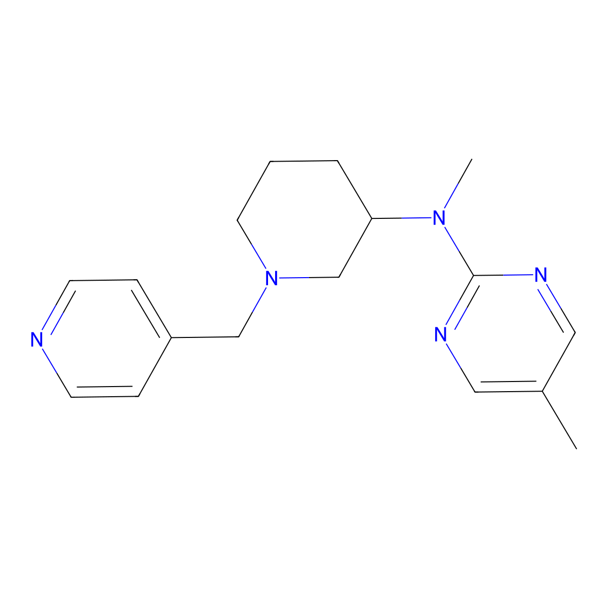 N,5-dimethyl-N-{1-[(pyridin-4-yl)methyl]piperidin-3-yl}pyrimidin-2-amine molecular structure, CAS 2742043-29-2