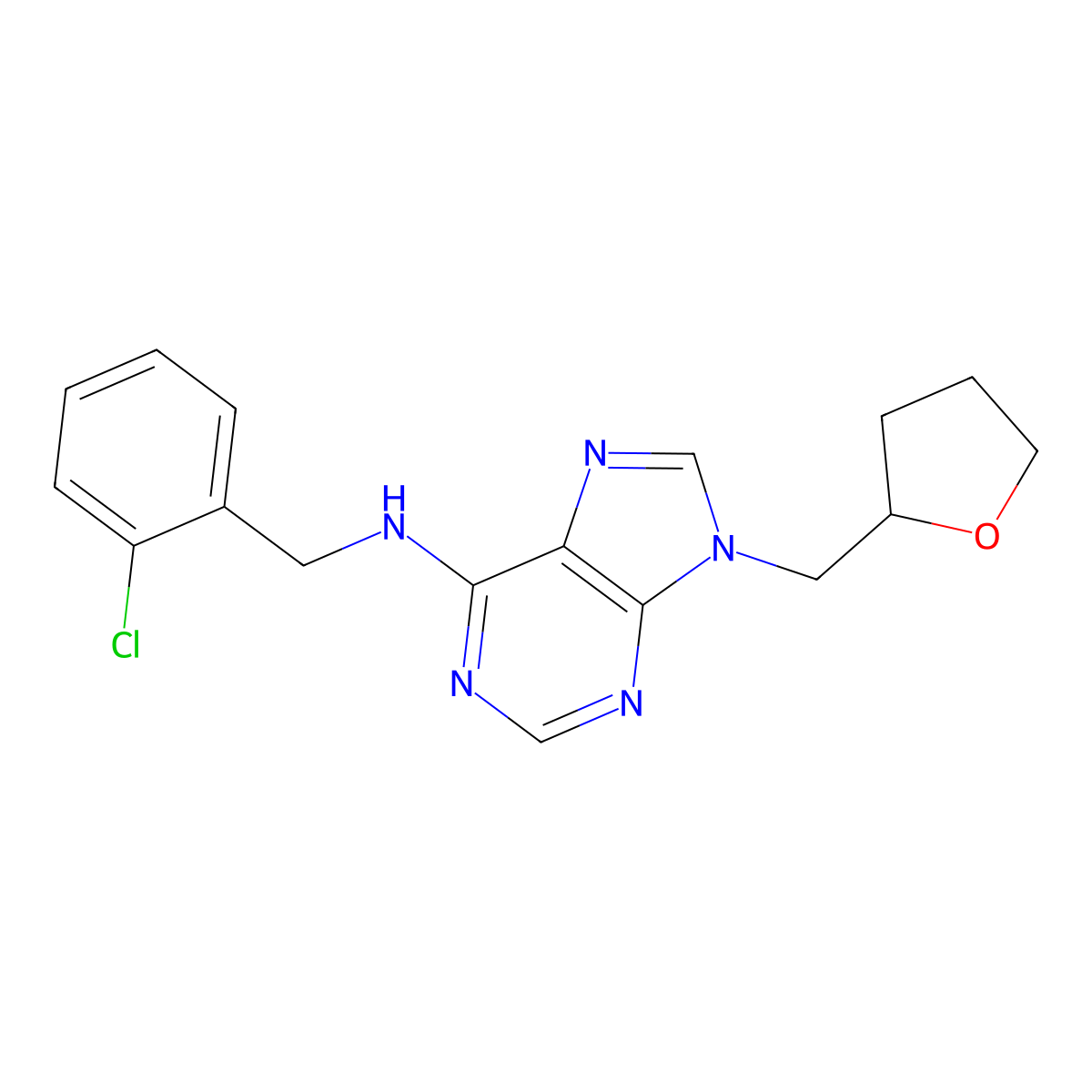N-[(2-chlorophenyl)methyl]-9-[(oxolan-2-yl)methyl]-9H-purin-6-amine molecular structure, CAS 2742043-31-6
