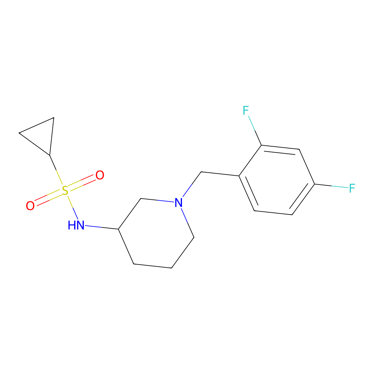 N-{1-[(2,4-difluorophenyl)methyl]piperidin-3-yl}cyclopropanesulfonamide molecular structure, CAS 2742043-33-8