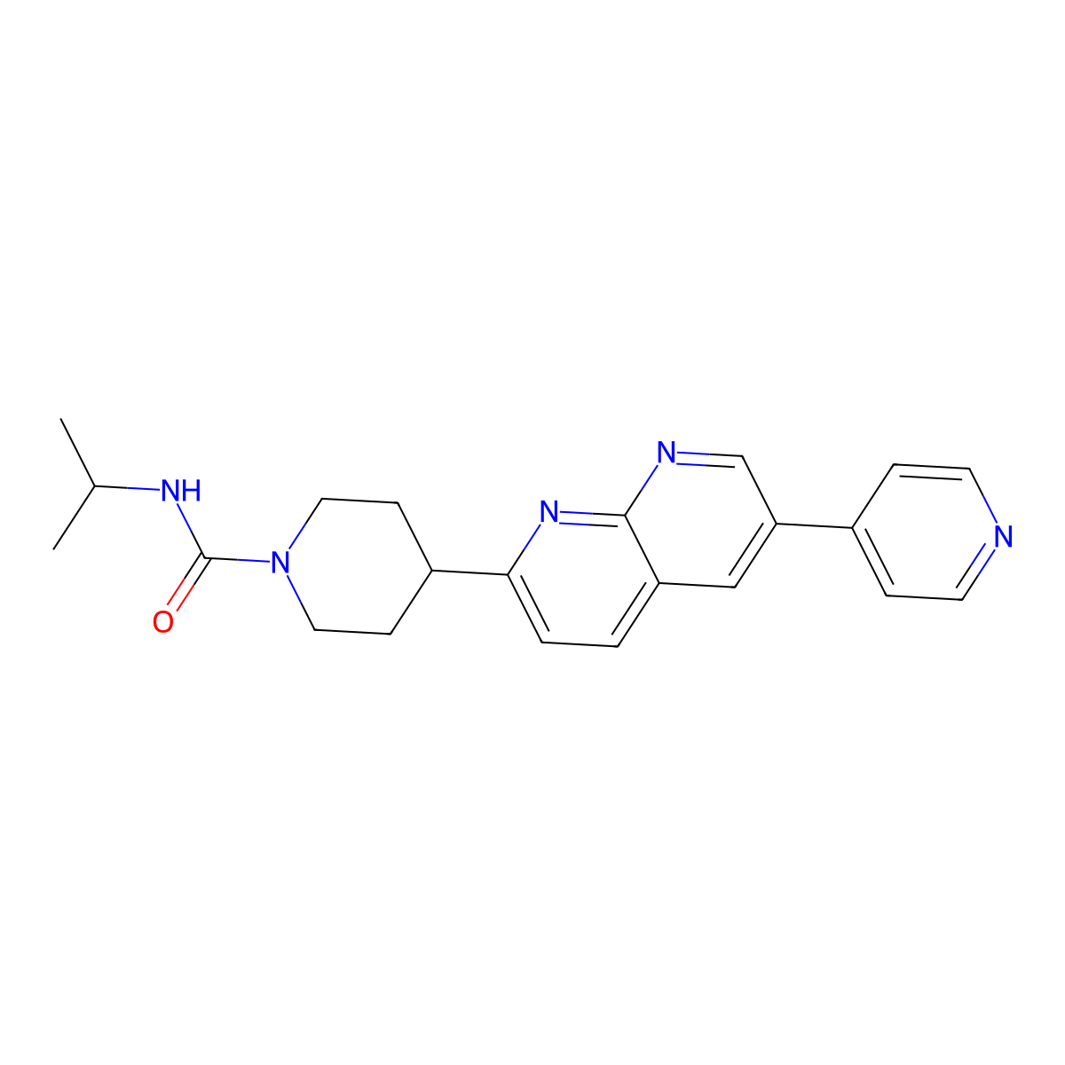 N-(propan-2-yl)-4-[6-(pyridin-4-yl)-1,8-naphthyridin-2-yl]piperidine-1-carboxamide molecular structure, CAS 2742043-43-0