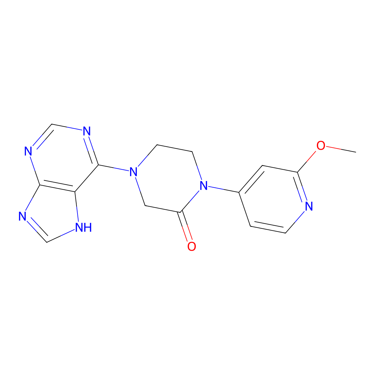 1-(2-methoxypyridin-4-yl)-4-(9H-purin-6-yl)piperazin-2-one molecular structure, CAS 2742043-45-2