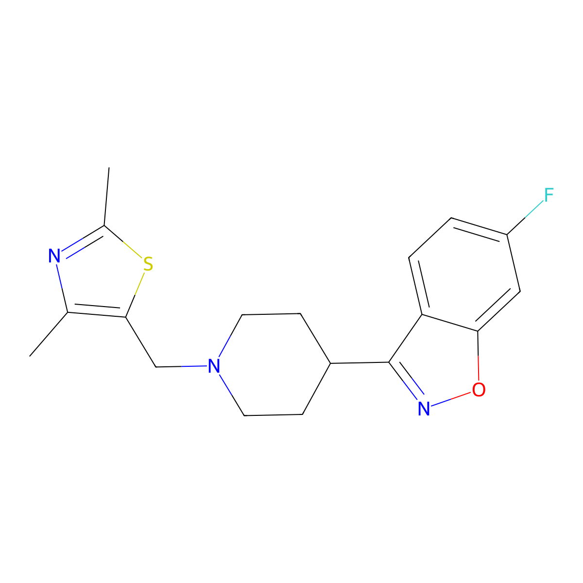 3-{1-[(2,4-Dimethyl-1,3-thiazol-5-yl)methyl]piperidin-4-yl}-6-fluoro-1,2-benzoxazole molecular structure, CAS 2742043-46-3