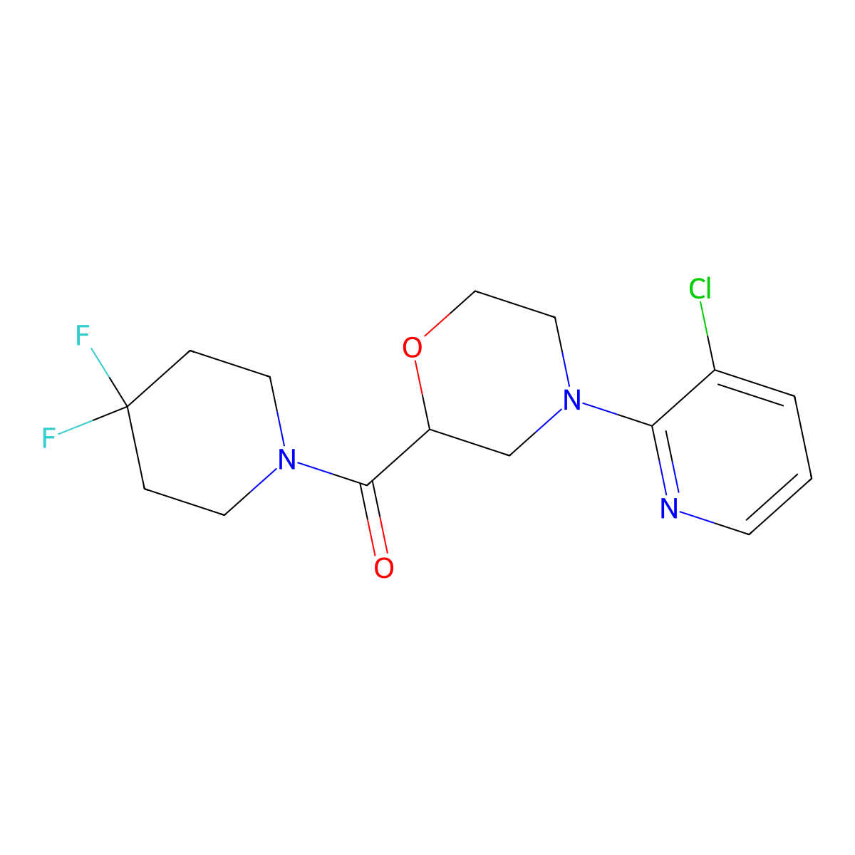 4-(3-Chloropyridin-2-yl)-2-(4,4-difluoropiperidine-1-carbonyl)morpholine molecular structure, CAS 2742043-52-1