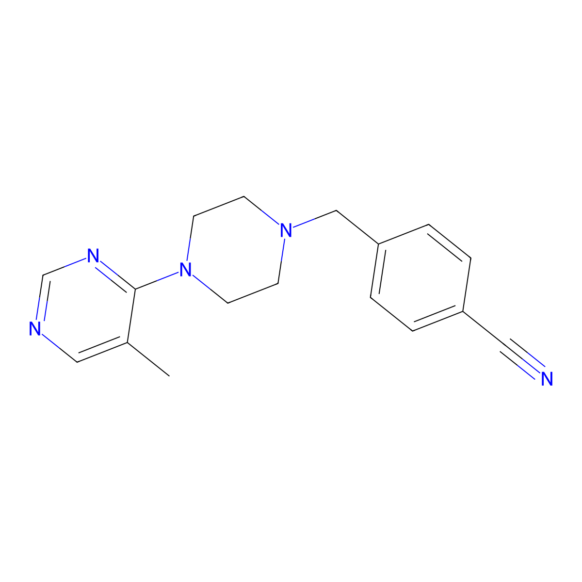 4-{[4-(5-Methylpyrimidin-4-yl)piperazin-1-yl]methyl}benzonitrile molecular structure, CAS 2742043-53-2