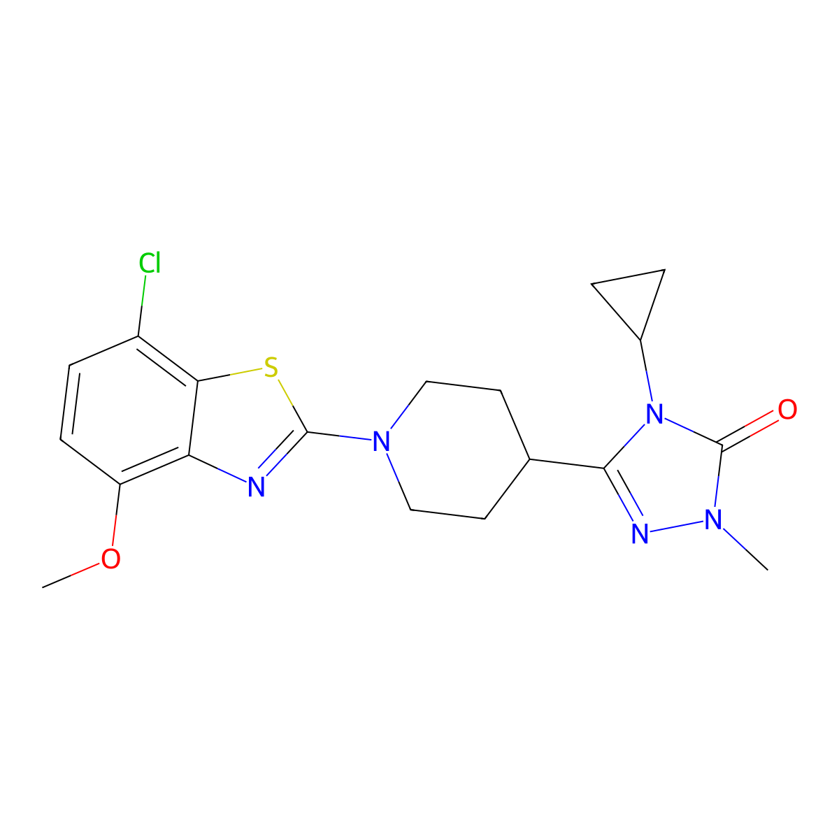 3-[1-(7-chloro-4-methoxy-1,3-benzothiazol-2-yl)piperidin-4-yl]-4-cyclopropyl-1-methyl-4,5-dihydro-1H-1,2,4-triazol-5-one molecular structure, CAS 2742043-55-4