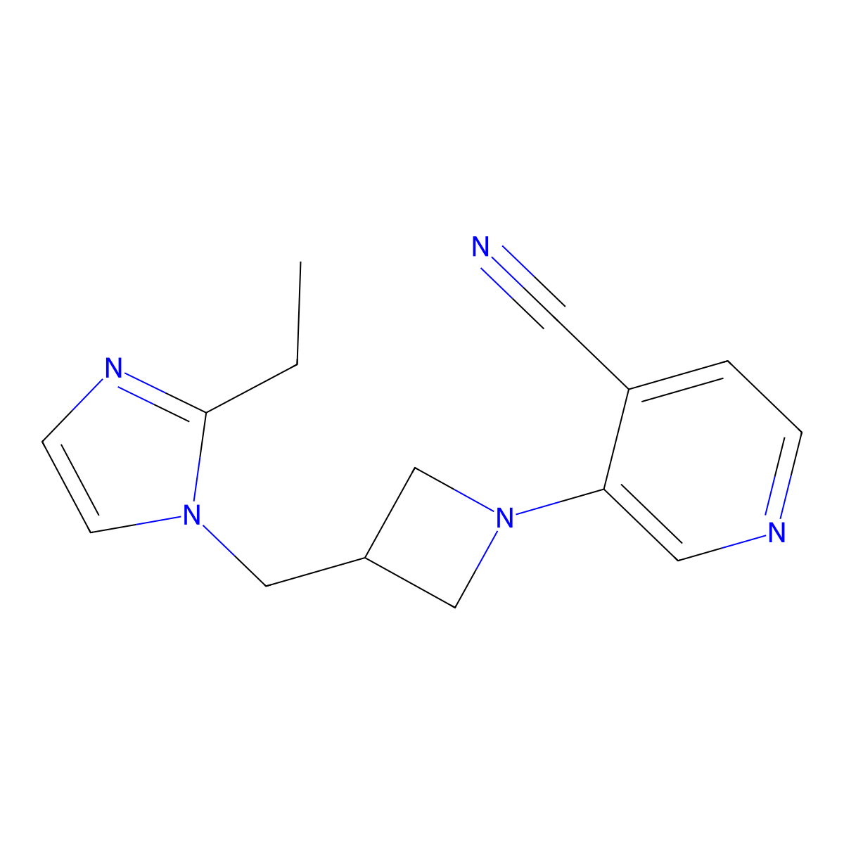 3-{3-[(2-ethyl-1H-imidazol-1-yl)methyl]azetidin-1-yl}pyridine-4-carbonitrile molecular structure, CAS 2742043-57-6