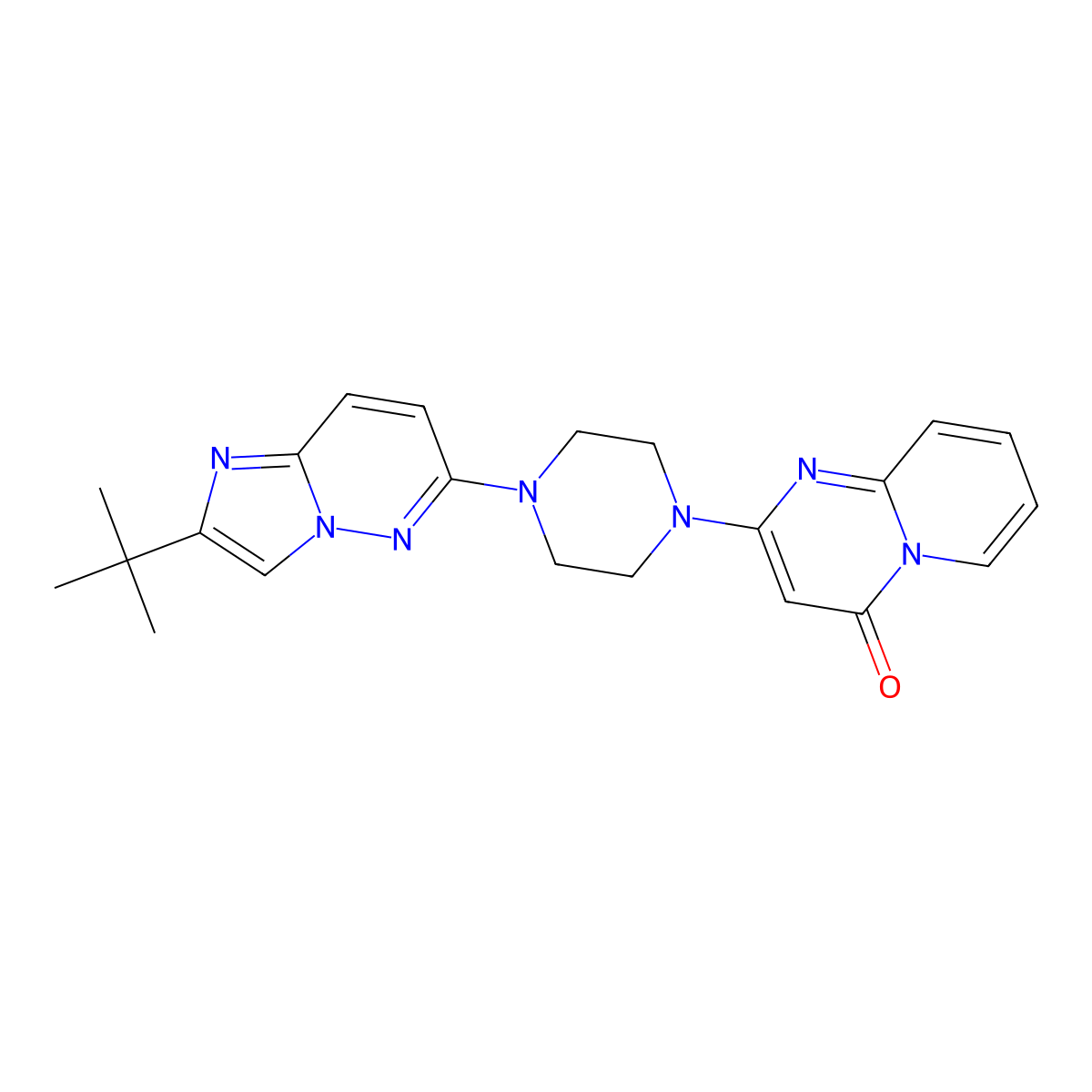 2-(4-{2-tert-butylimidazo[1,2-b]pyridazin-6-yl}piperazin-1-yl)-4H-pyrido[1,2-a]pyrimidin-4-one molecular structure, CAS 2742043-61-2