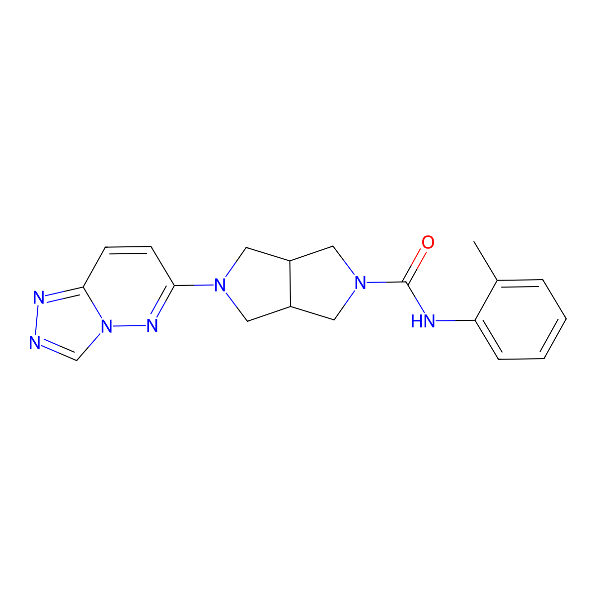 N-(2-methylphenyl)-5-{[1,2,4]triazolo[4,3-b]pyridazin-6-yl}-octahydropyrrolo[3,4-c]pyrrole-2-carboxamide molecular structure, CAS 2742043-68-9