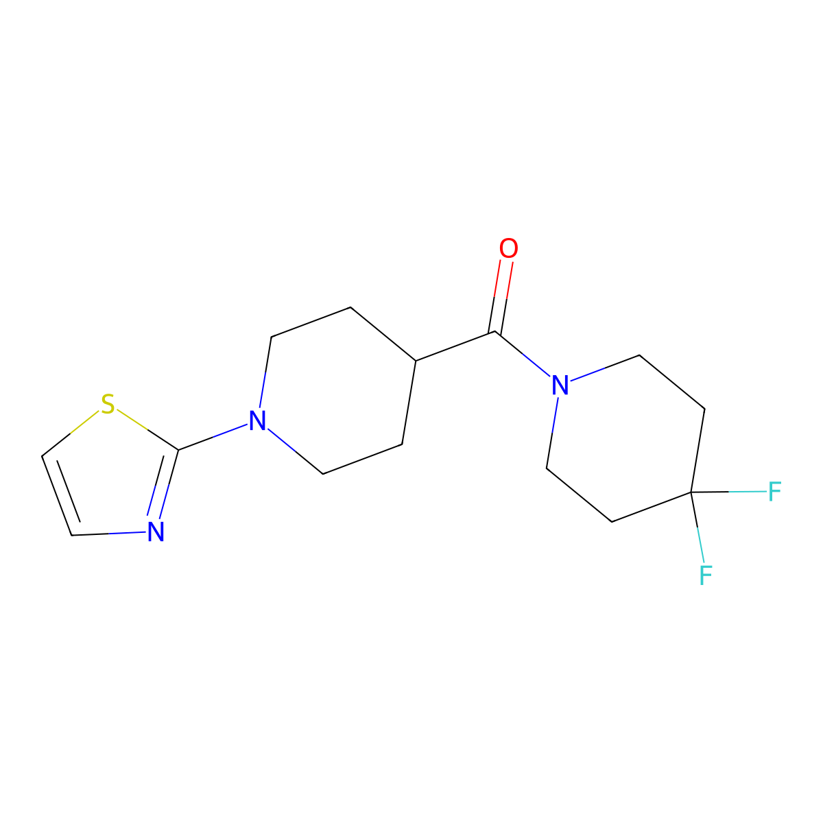 4-(4,4-Difluoropiperidine-1-carbonyl)-1-(1,3-thiazol-2-yl)piperidine molecular structure, CAS 2742043-77-0