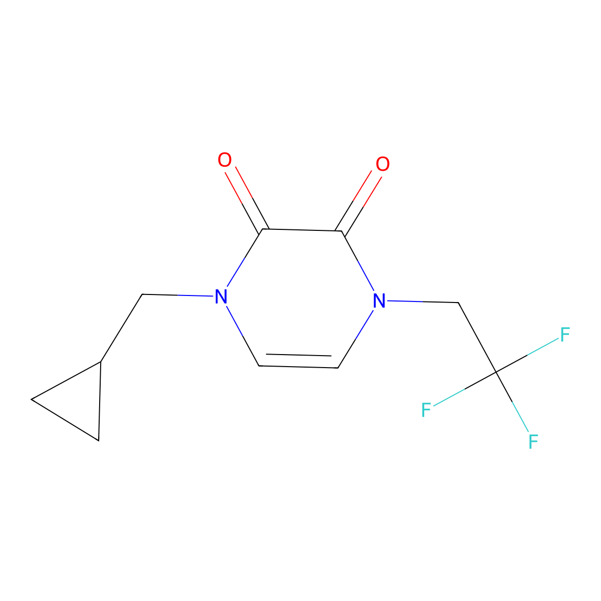 1-(Cyclopropylmethyl)-4-(2,2,2-trifluoroethyl)-1,2,3,4-tetrahydropyrazine-2,3-dione molecular structure, CAS 2742043-80-5