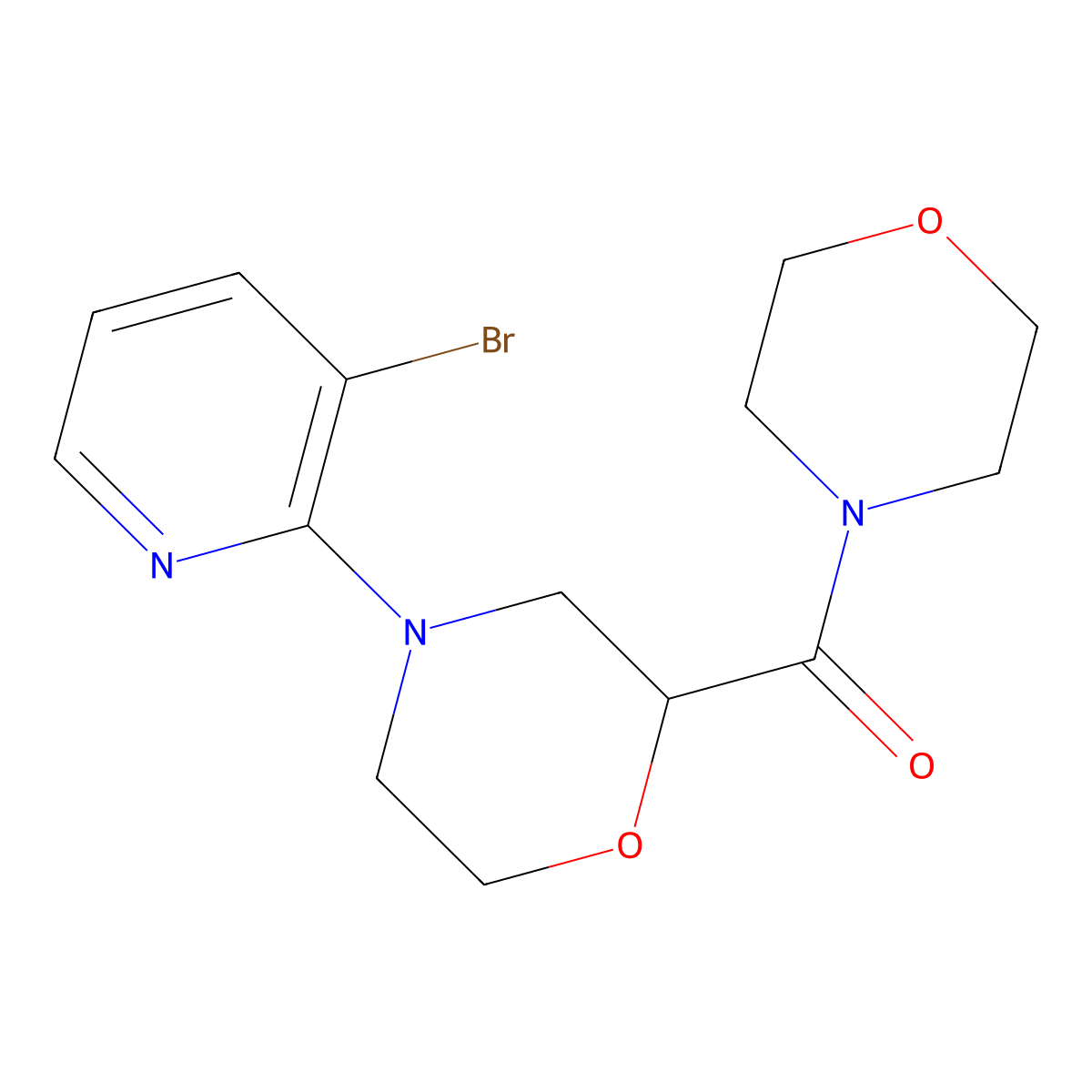 4-(3-Bromopyridin-2-yl)-2-(morpholine-4-carbonyl)morpholine molecular structure, CAS 2742043-82-7