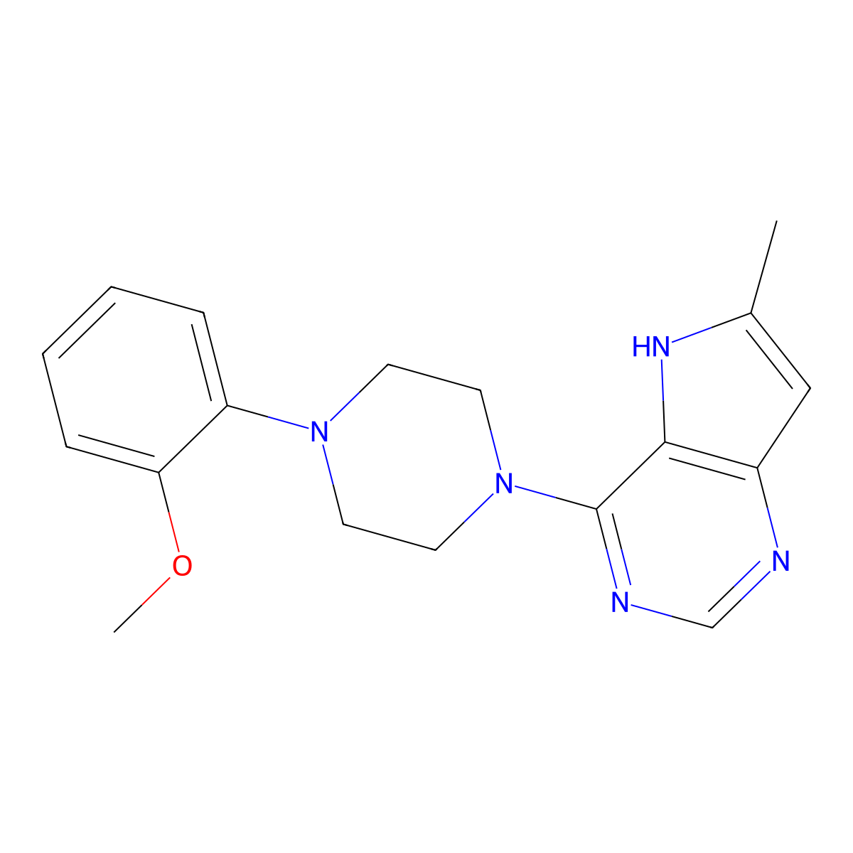 1-(2-methoxyphenyl)-4-{6-methyl-5H-pyrrolo[3,2-d]pyrimidin-4-yl}piperazine molecular structure, CAS 2742043-87-2