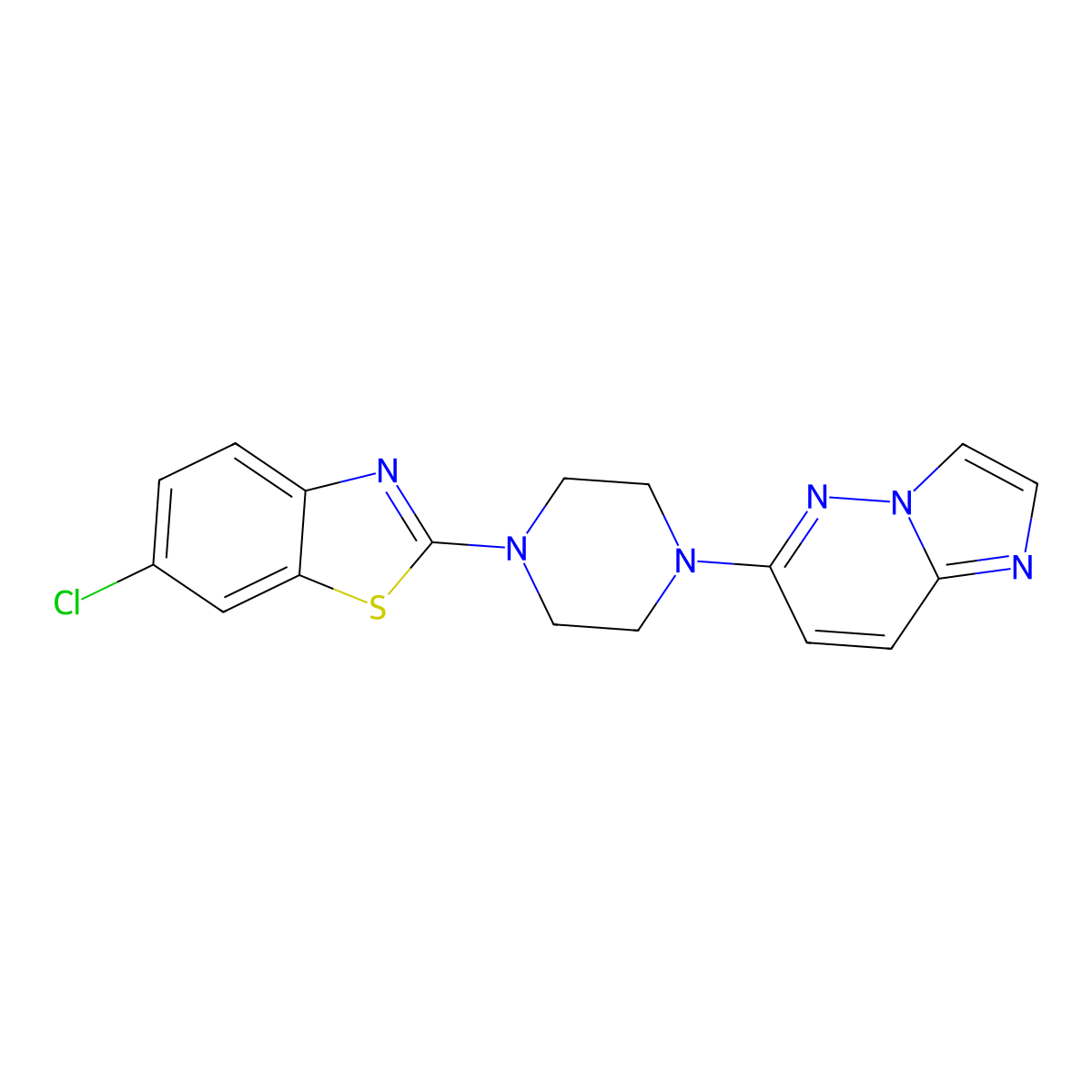 6-Chloro-2-(4-{imidazo[1,2-b]pyridazin-6-yl}piperazin-1-yl)-1,3-benzothiazole molecular structure, CAS 2742043-97-4