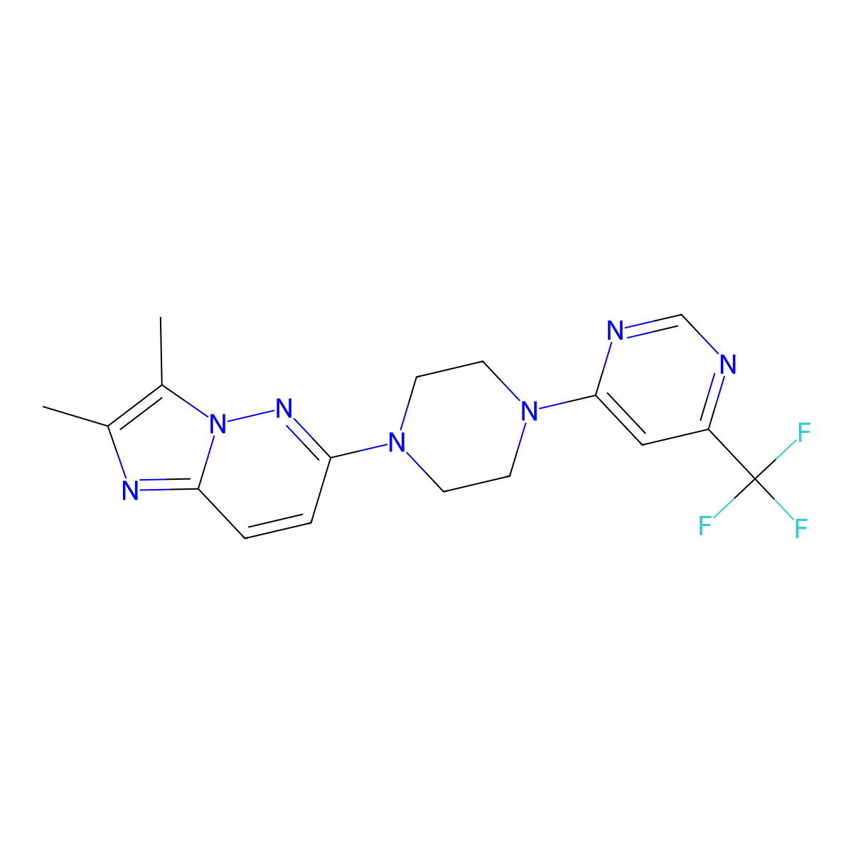 4-(4-{2,3-Dimethylimidazo[1,2-b]pyridazin-6-yl}piperazin-1-yl)-6-(trifluoromethyl)pyrimidine molecular structure, CAS 2742043-98-5