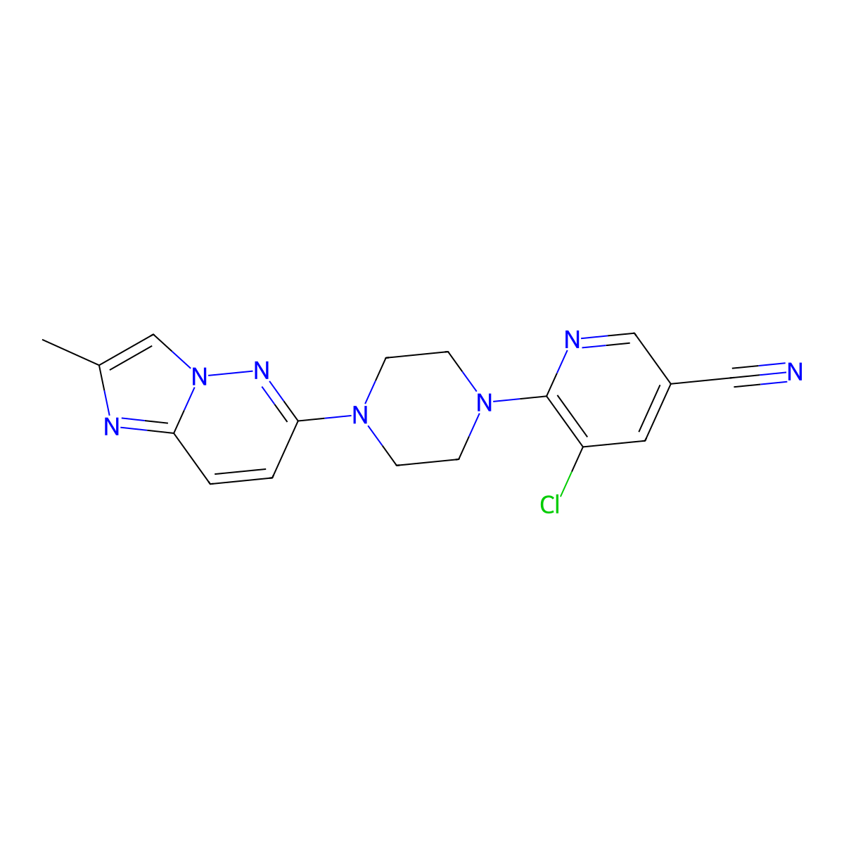 5-Chloro-6-(4-{2-methylimidazo[1,2-b]pyridazin-6-yl}piperazin-1-yl)pyridine-3-carbonitrile molecular structure, CAS 2742044-05-7