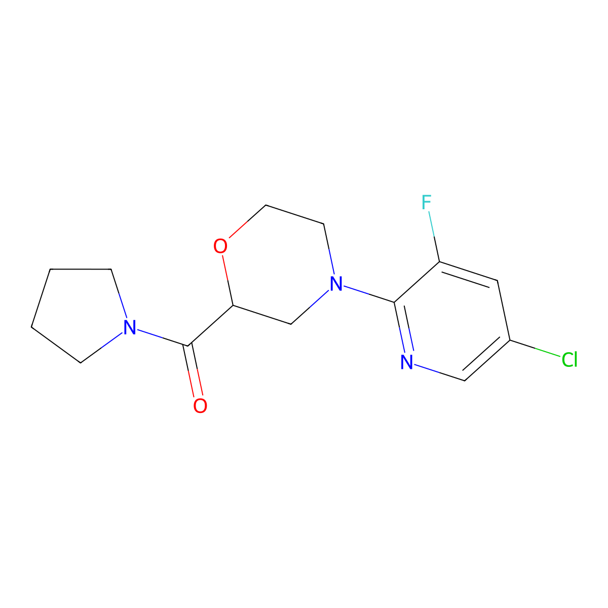 4-(5-Chloro-3-fluoropyridin-2-yl)-2-(pyrrolidine-1-carbonyl)morpholine molecular structure, CAS 2742044-06-8