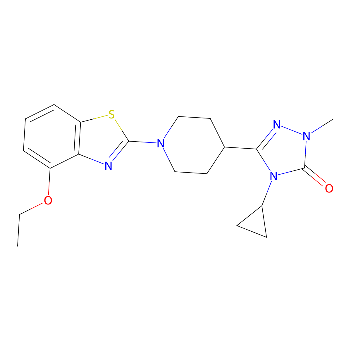 4-cyclopropyl-3-[1-(4-ethoxy-1,3-benzothiazol-2-yl)piperidin-4-yl]-1-methyl-4,5-dihydro-1H-1,2,4-triazol-5-one molecular structure, CAS 2742044-14-8
