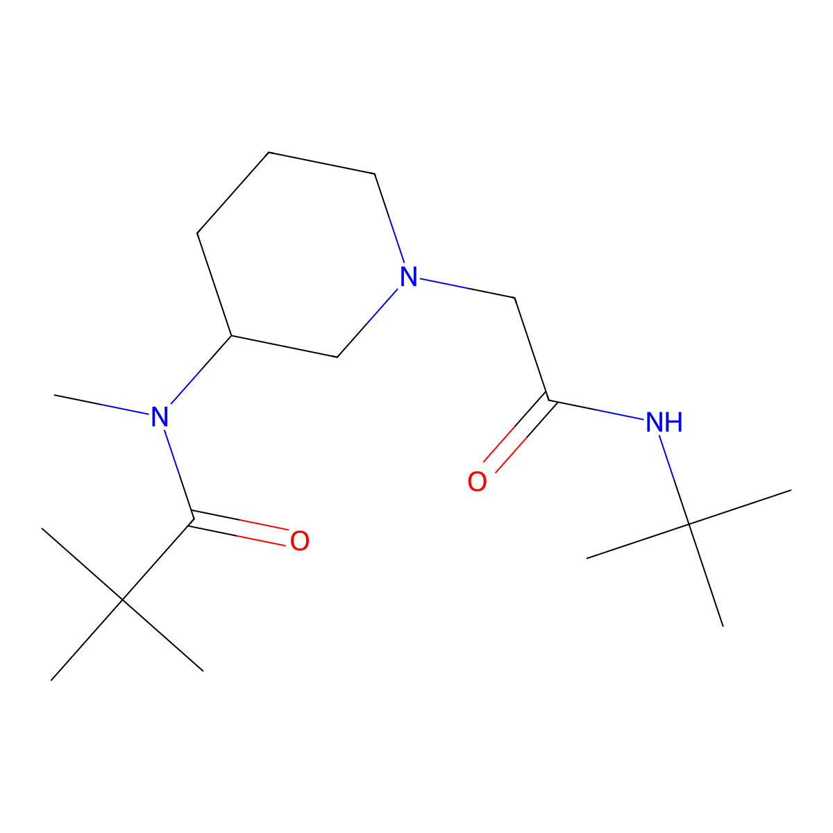 N-{1-[(tert-butylcarbamoyl)methyl]piperidin-3-yl}-N,2,2-trimethylpropanamide molecular structure, CAS 2742044-19-3