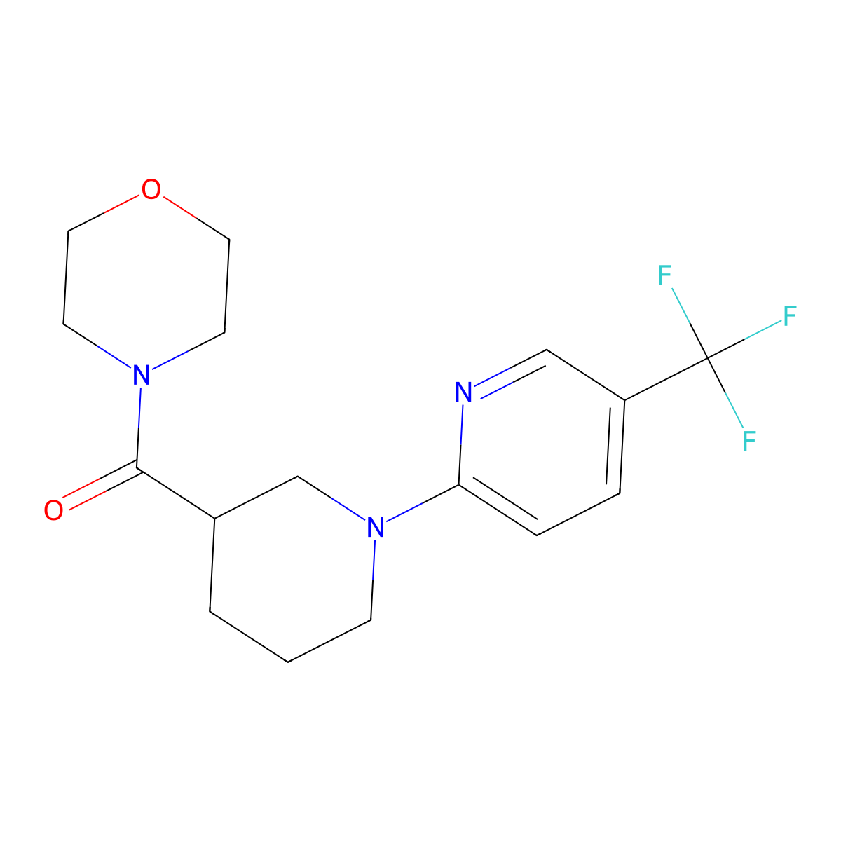 4-{1-[5-(Trifluoromethyl)pyridin-2-yl]piperidine-3-carbonyl}morpholine molecular structure, CAS 2742044-27-3