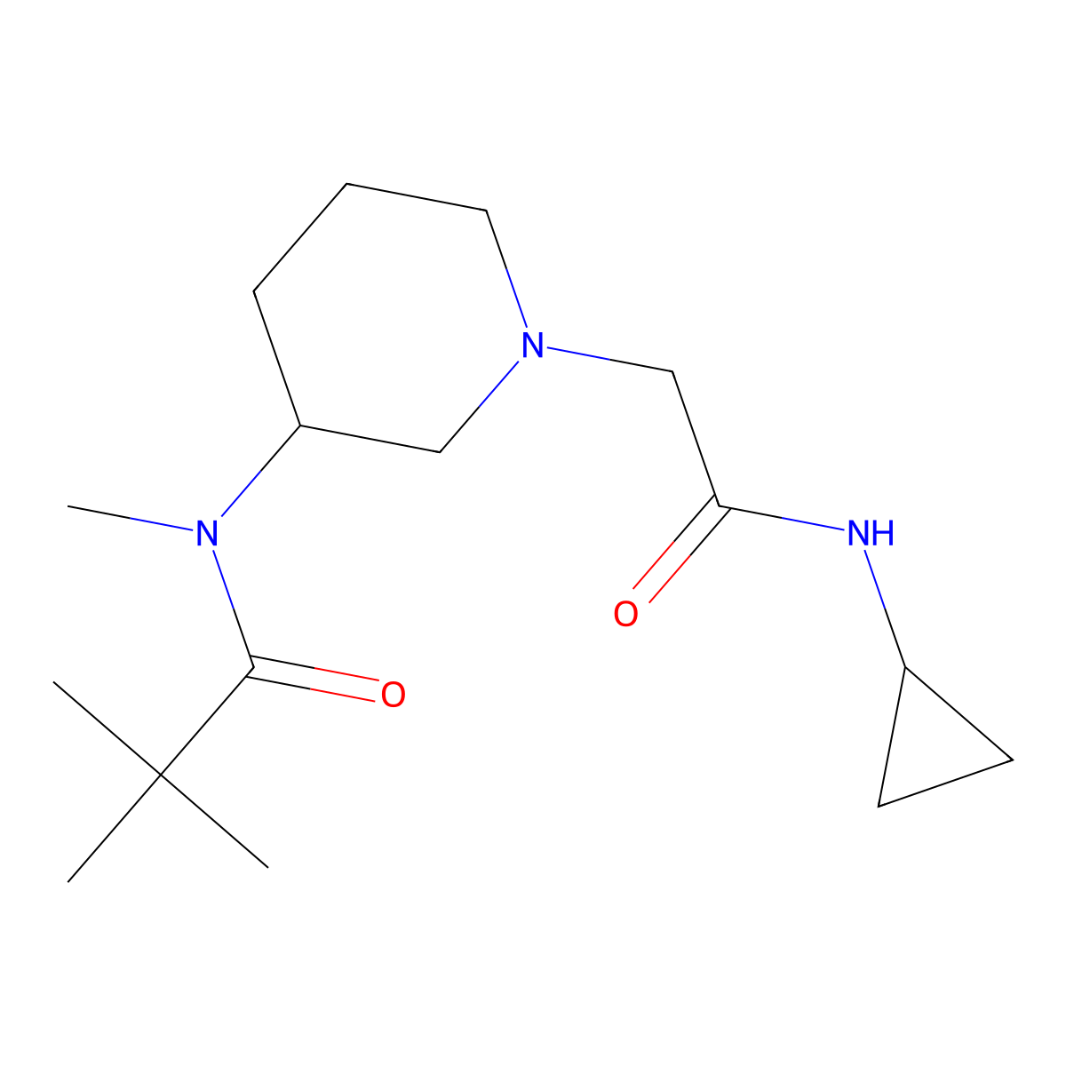 N-{1-[(cyclopropylcarbamoyl)methyl]piperidin-3-yl}-N,2,2-trimethylpropanamide molecular structure, CAS 2742044-32-0
