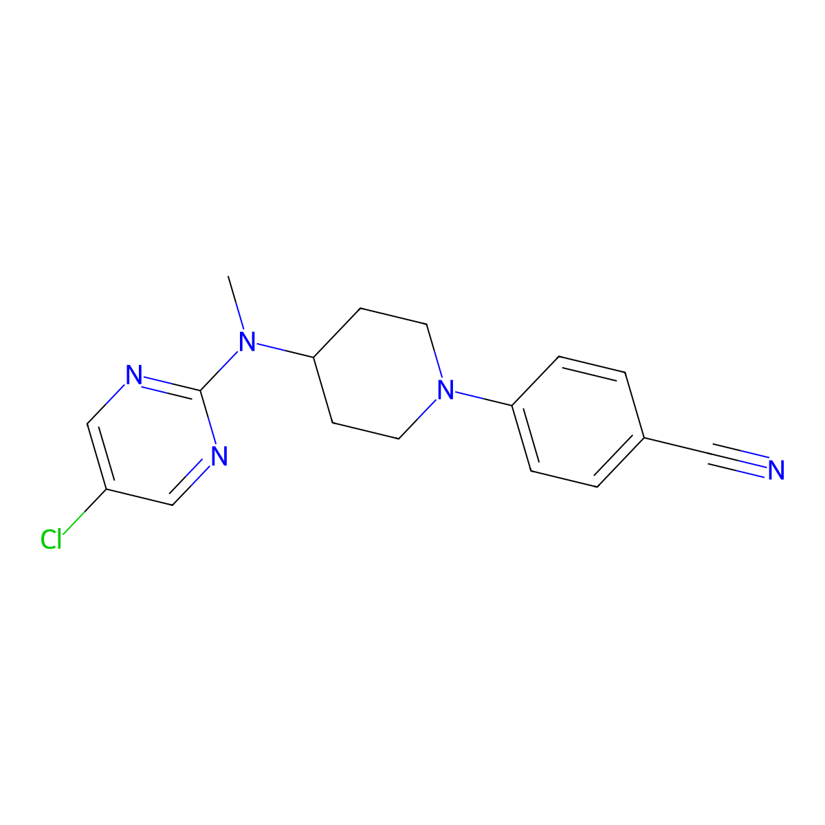 4-{4-[(5-Chloropyrimidin-2-yl)(methyl)amino]piperidin-1-yl}benzonitrile molecular structure, CAS 2742044-37-5