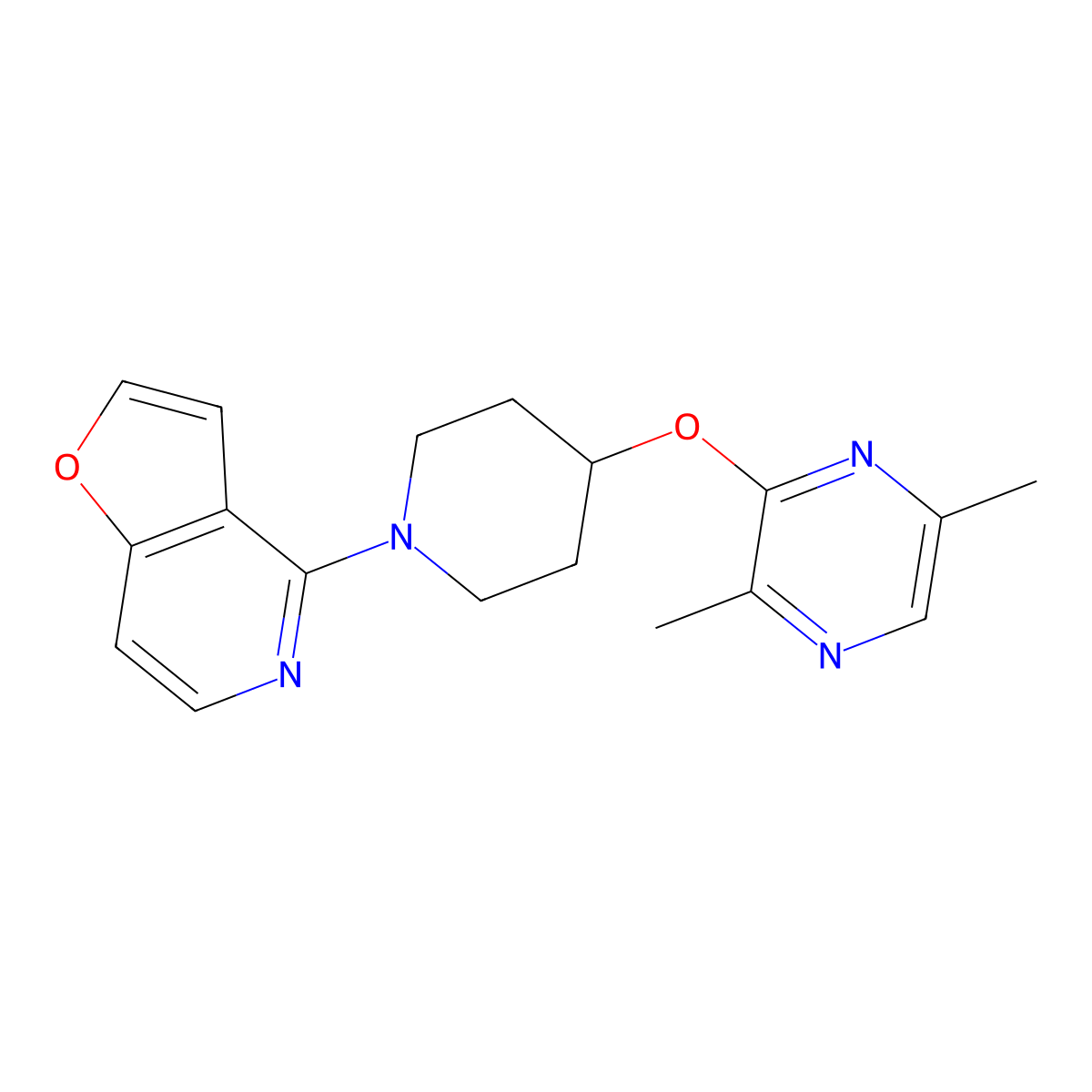 3-[(1-{Furo[3,2-c]pyridin-4-yl}piperidin-4-yl)oxy]-2,5-dimethylpyrazine molecular structure, CAS 2742044-40-0