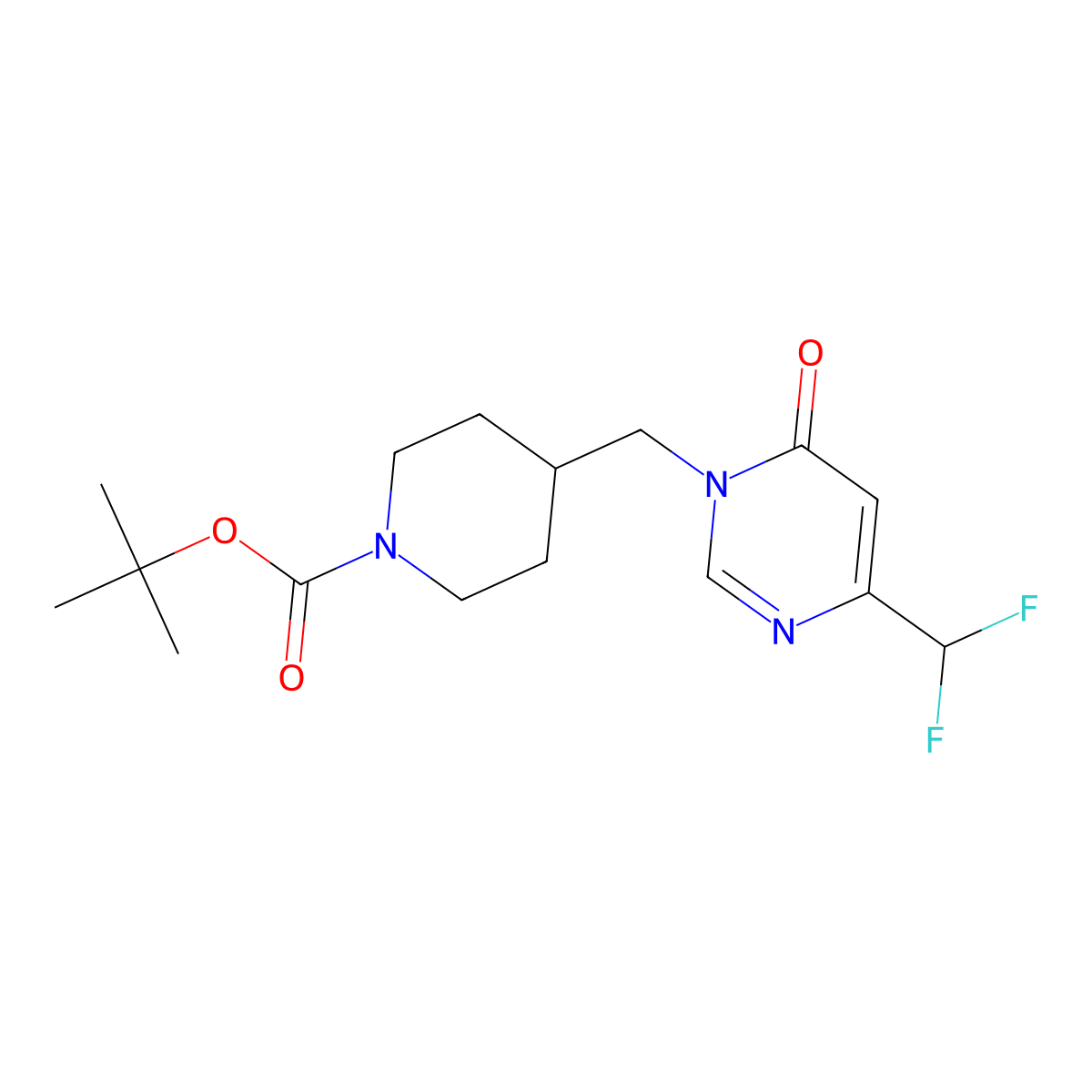 Tert-butyl 4-{[4-(difluoromethyl)-6-oxo-1,6-dihydropyrimidin-1-yl]methyl}piperidine-1-carboxylate molecular structure, CAS 2742044-46-6