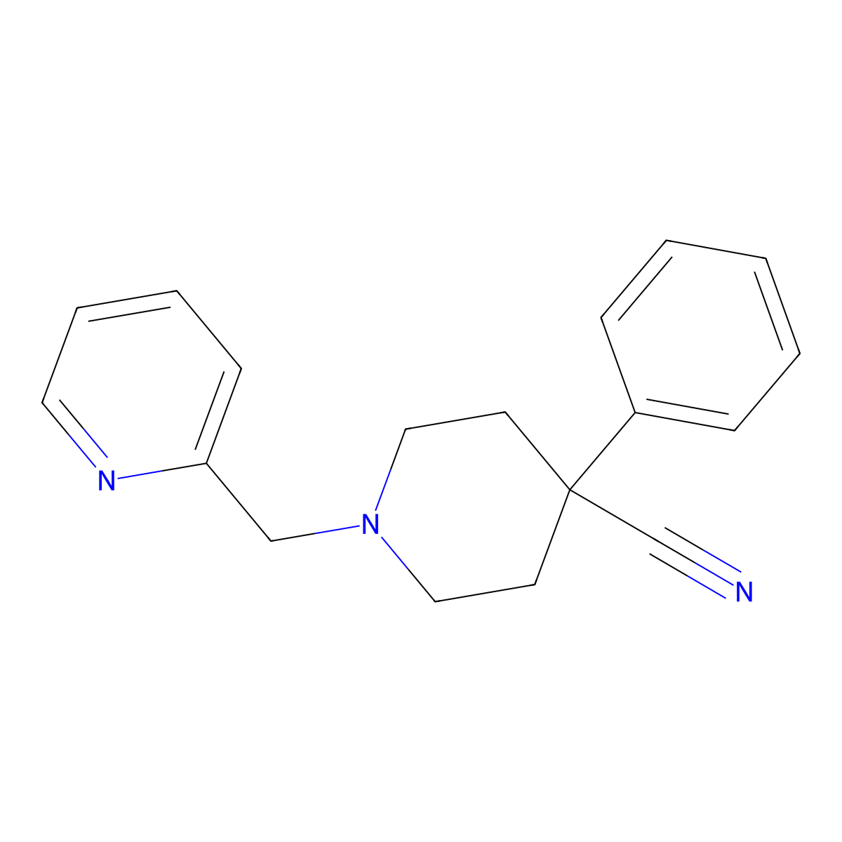 4-Phenyl-1-[(pyridin-2-yl)methyl]piperidine-4-carbonitrile molecular structure, CAS 2742044-47-7