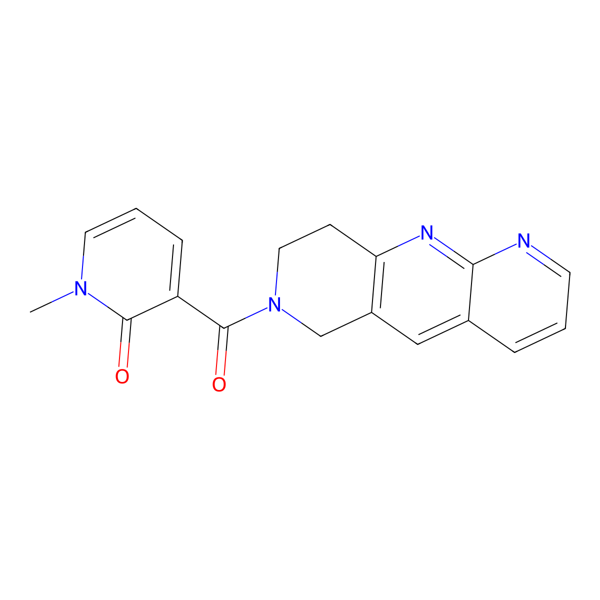 1-methyl-3-{6H,7H,8H,9H-pyrido[2,3-b]1,6-naphthyridine-7-carbonyl}-1,2-dihydropyridin-2-one molecular structure, CAS 2742044-52-4